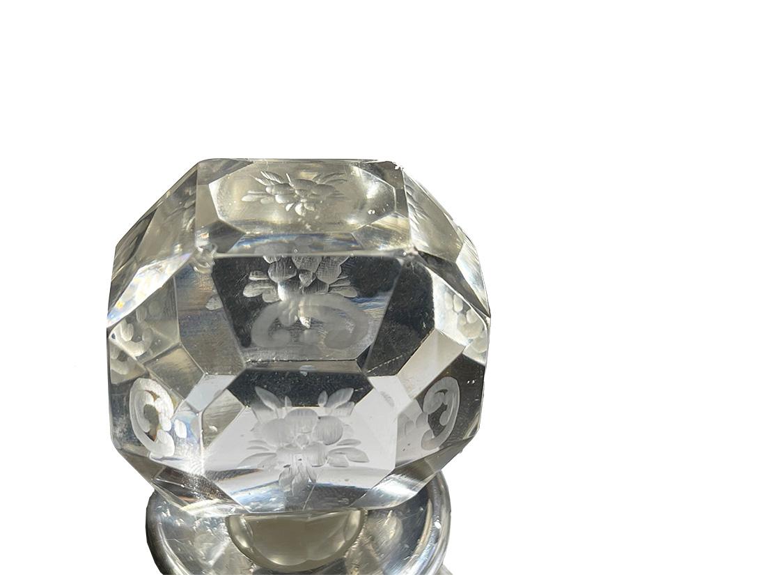 Crystal Belgian clear crystal cut carafe with silver by Altenloh, 1880-1890 For Sale