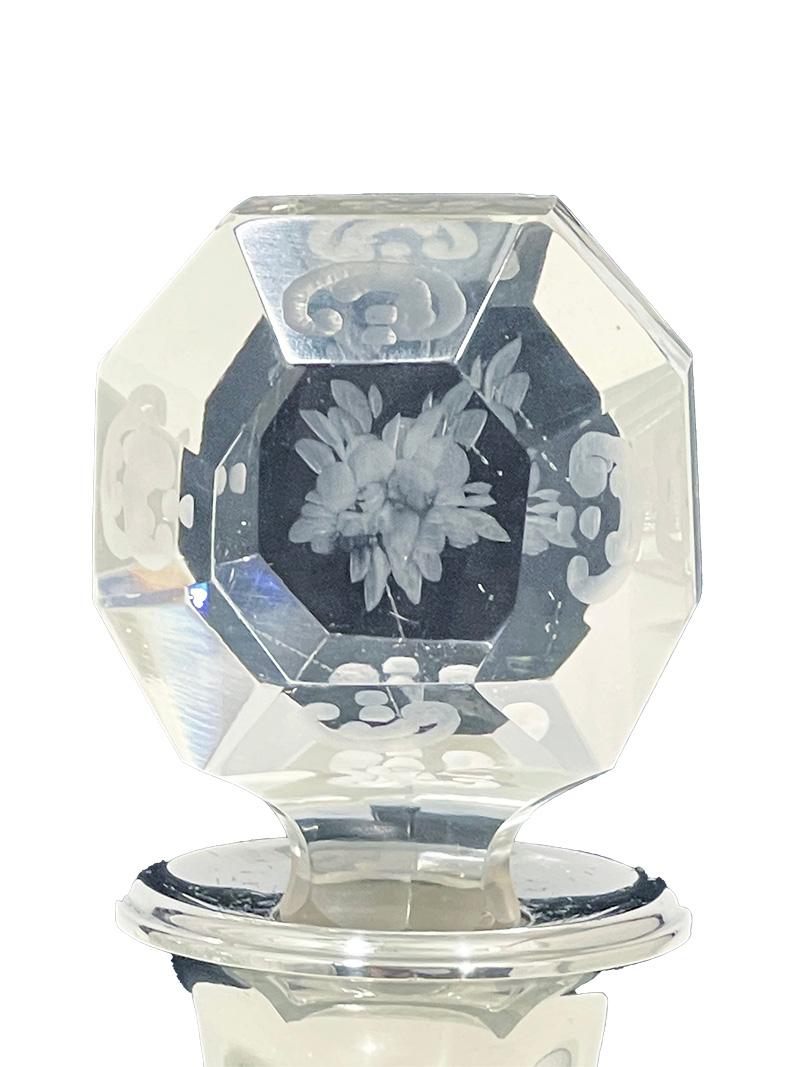 Belgian clear crystal cut carafe with silver by Altenloh, 1880-1890 For Sale 1