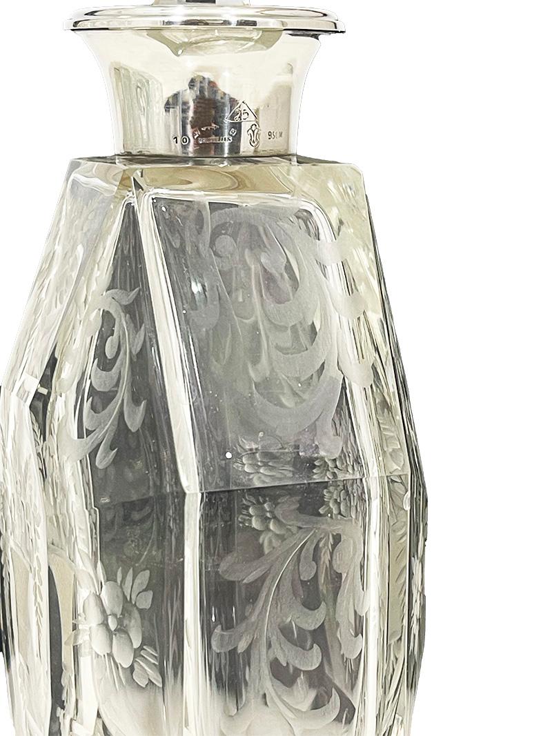 Belgian clear crystal cut carafe with silver by Altenloh, 1880-1890 For Sale 2