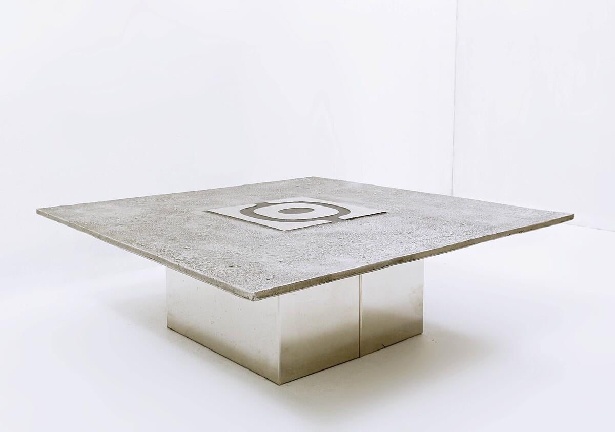 Belgian Coffee Table by Willy Ceysens, Aluminium Cast, 1970s For Sale 1