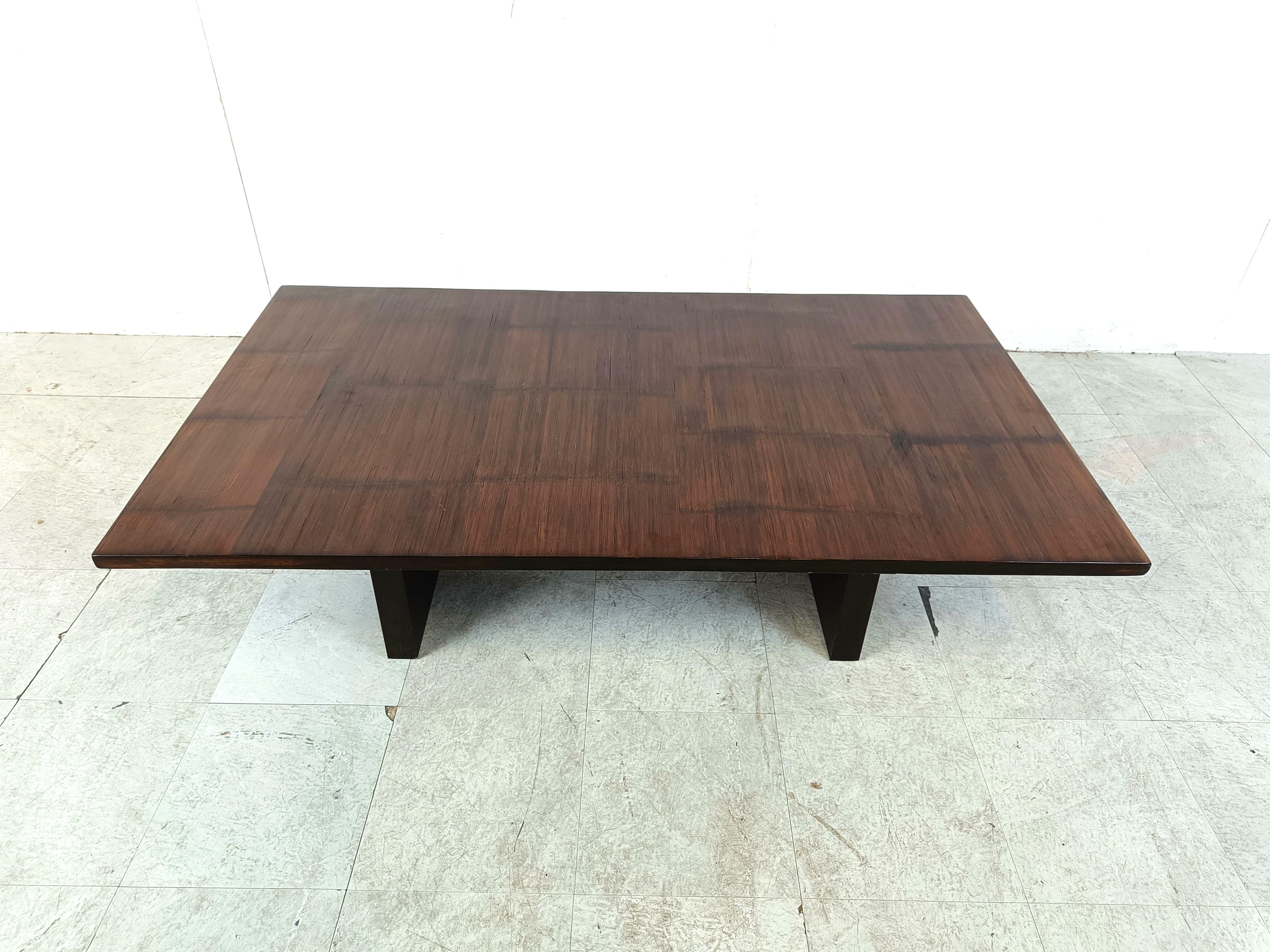 Bohemian Belgian Coffee Table in Wenge and Bamboo by Axel Vervoordt, 1980s