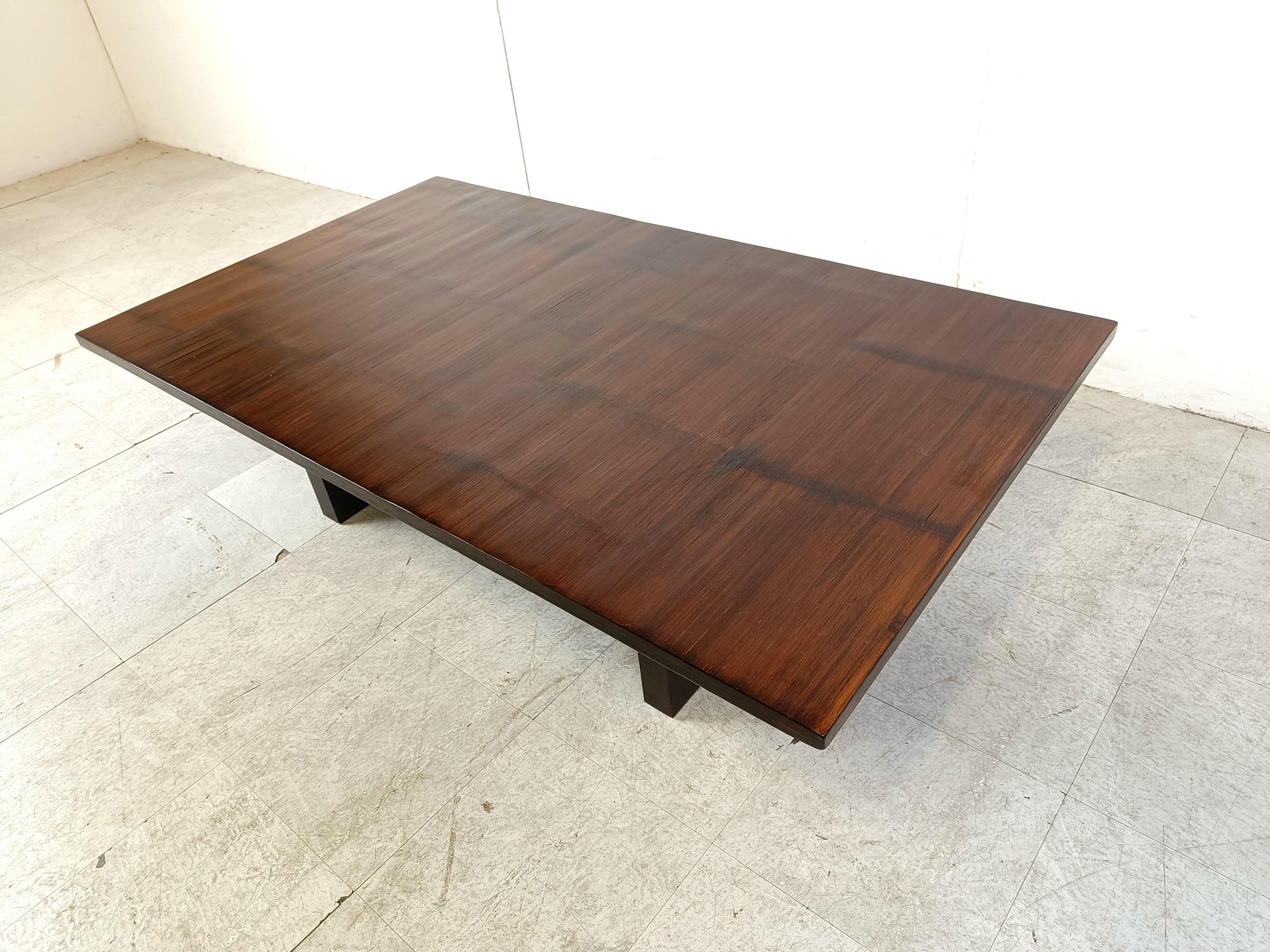 Late 20th Century Belgian Coffee Table in Wenge and Bamboo by Axel Vervoordt, 1980s