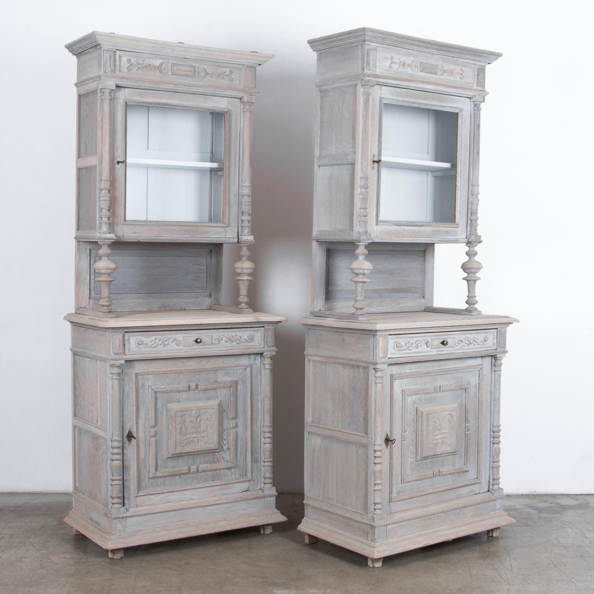 Early 20th Century Belgian Country Oak Buffet, a Pair