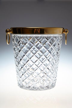 Belgian Crystal and Brass Ice Bucket, Saks Fifth Avenue's Guest and Gift, 1950s