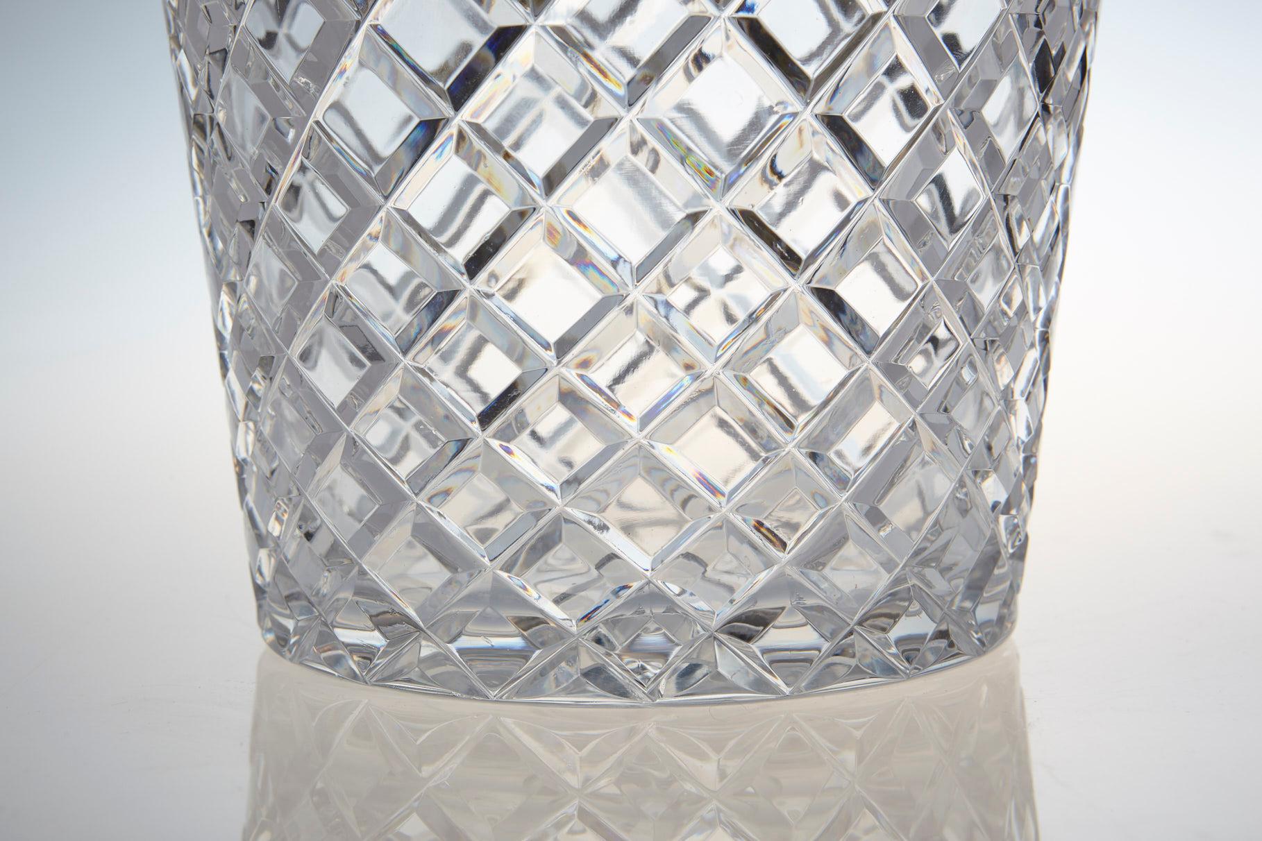 Mid-Century Modern Belgian Crystal and Brass Ice Bucket, Saks Fifth Avenue's Guest and Gift, 1950s