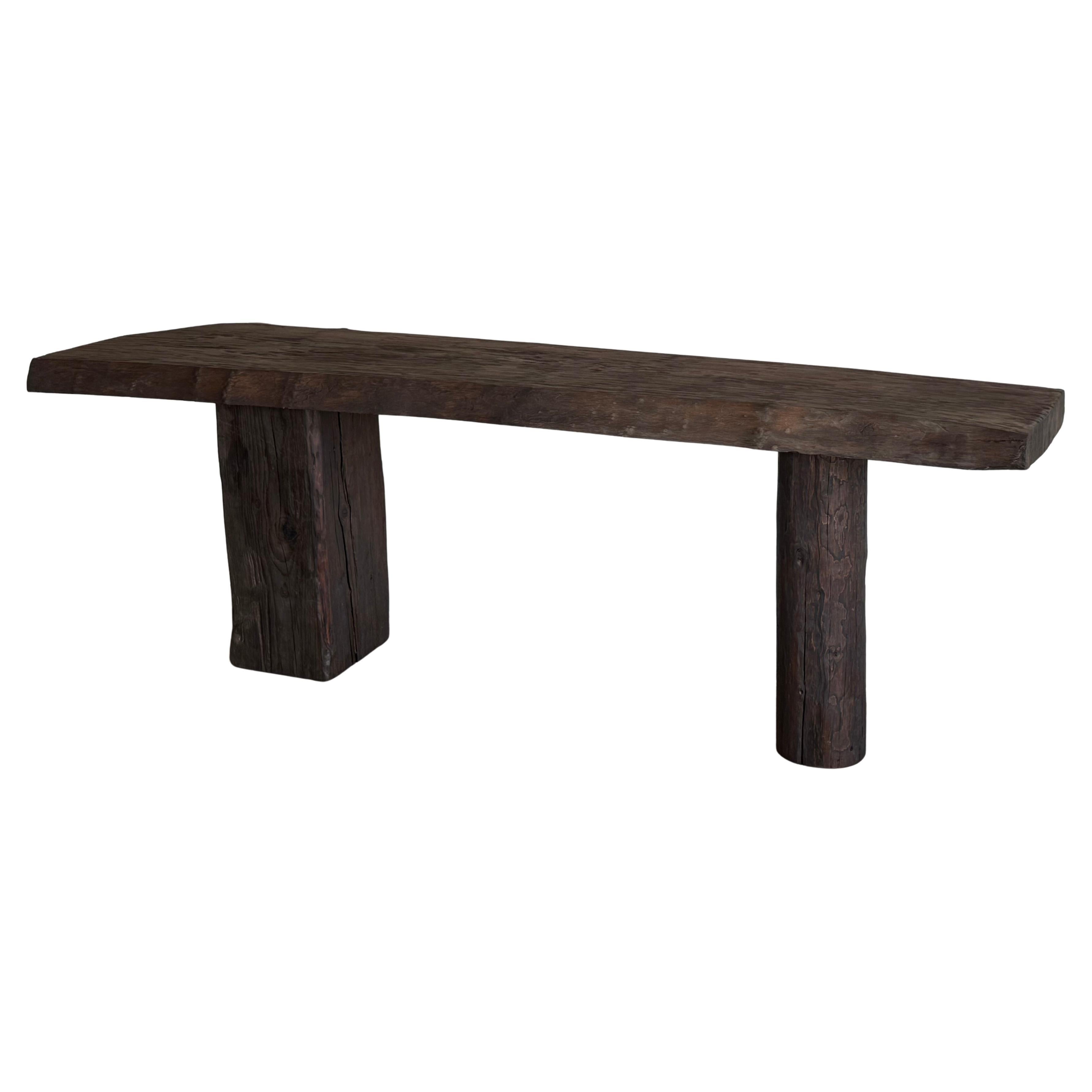 Belgian Custom Console Table in 19th Century Chestnut Wood