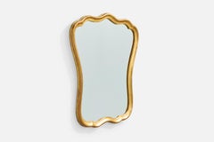 Belgian Designer, Wall Mirror, Wood, Belgium, 1970s