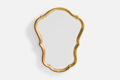 Belgian Designer, Wall Mirror, Wood, Belgium, 1970s