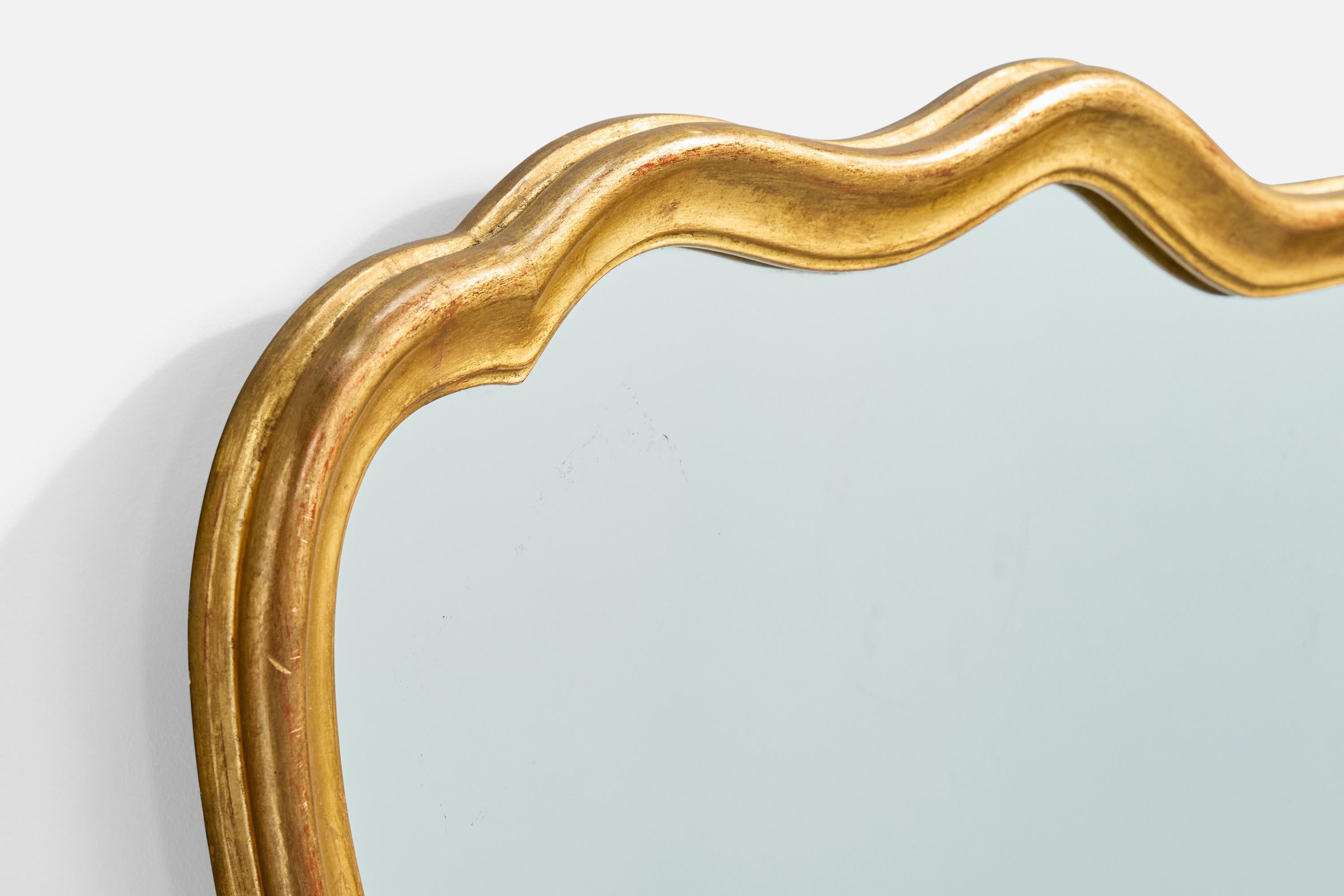 Mid-Century Modern Designer belge, miroir mural, Wood, Belgique, années 1970 en vente