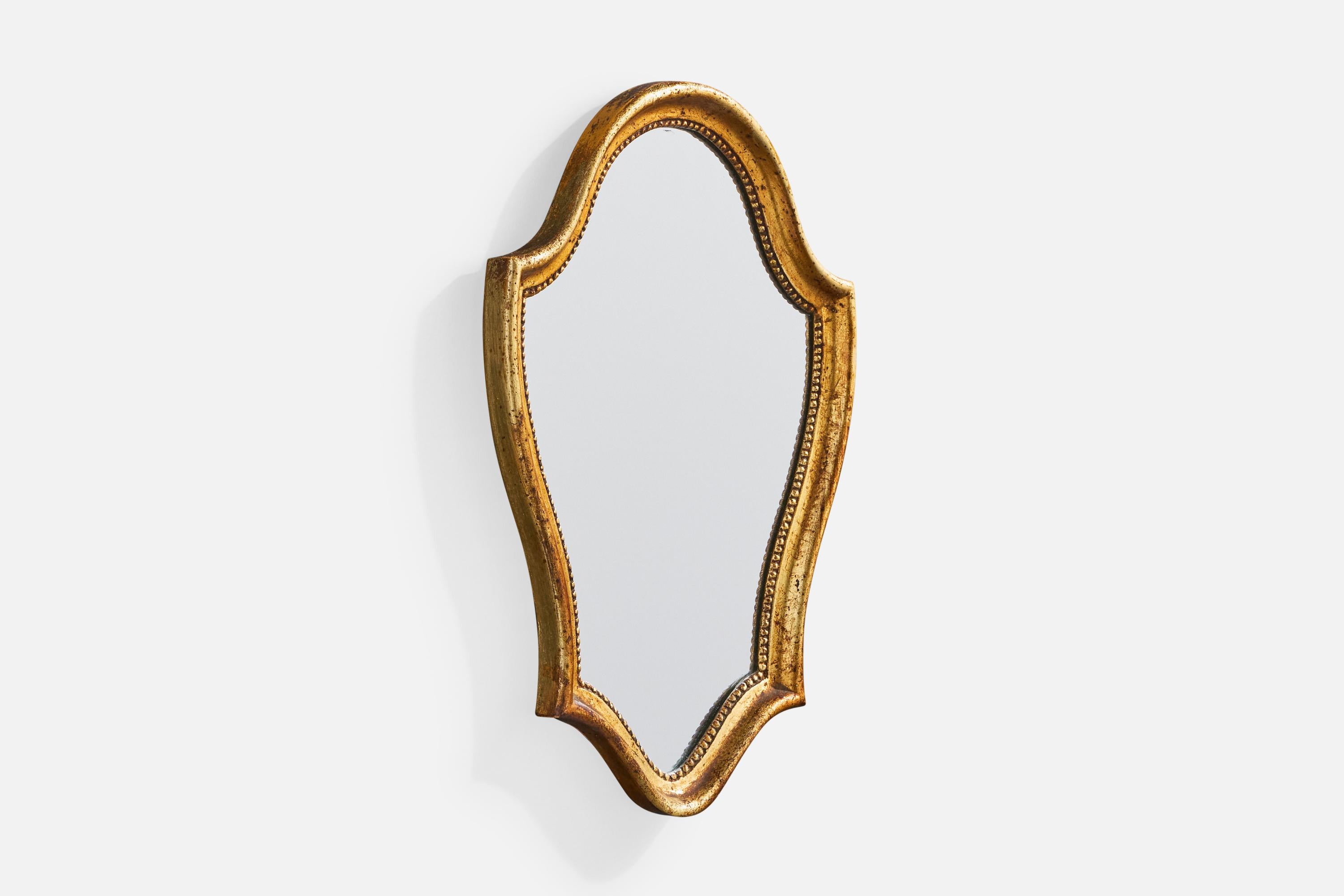 Mid-Century moderno Designer belga, Specchio da parete, Wood, Belgio, anni '70