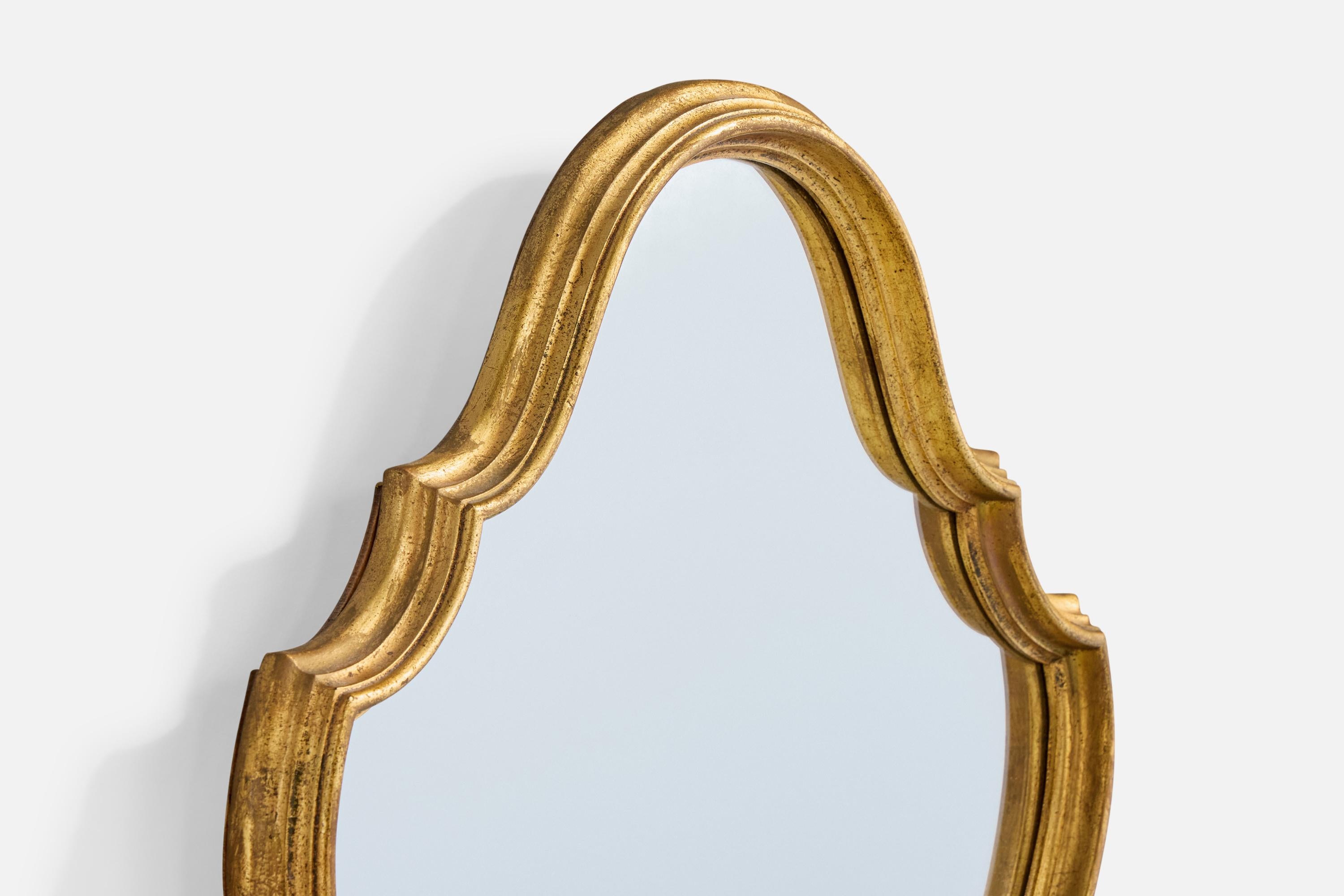 Belgian Designer, Wall Mirror, Wood, Belgium, 1970s In Good Condition For Sale In High Point, NC