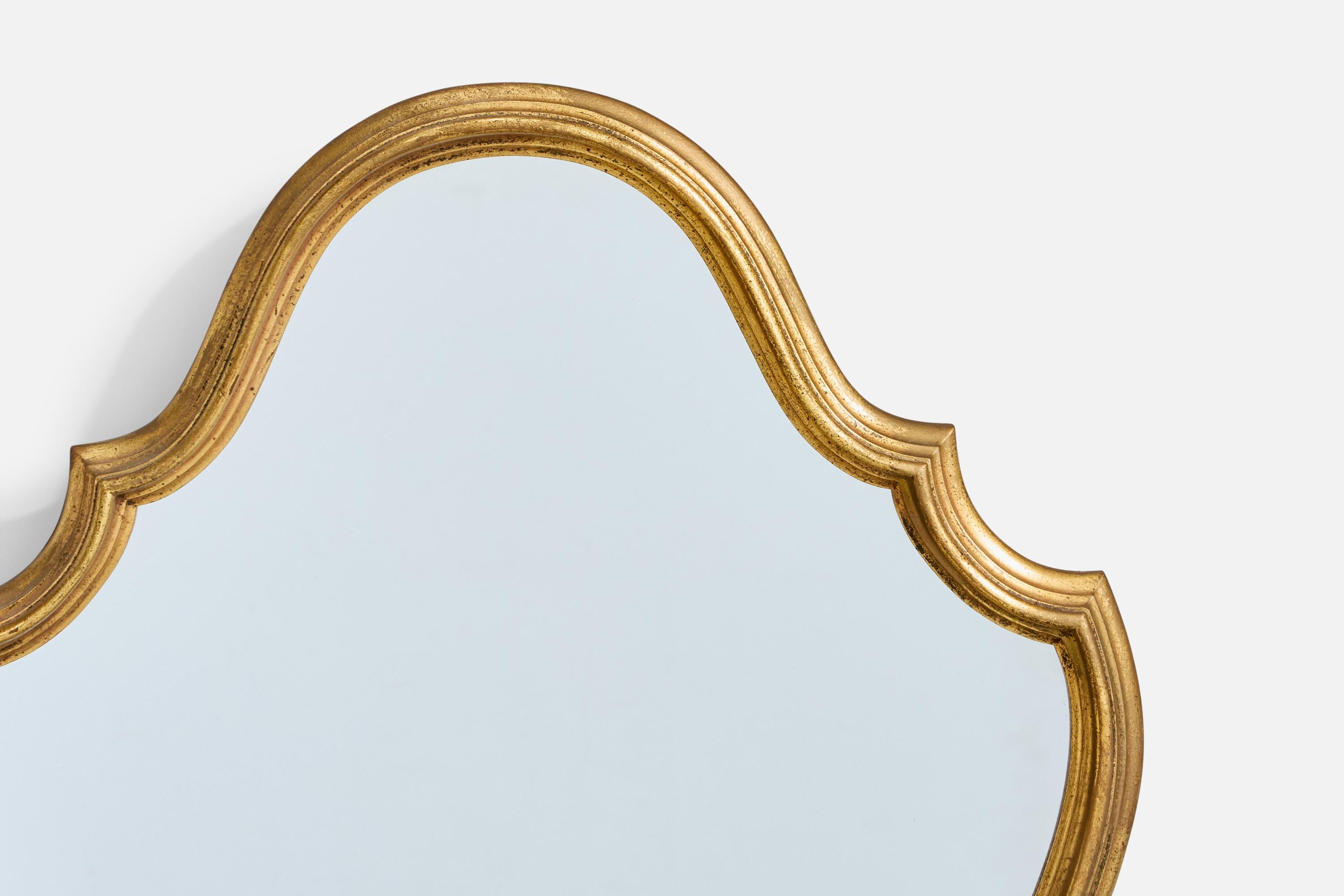Late 20th Century Belgian Designer, Wall Mirror, Wood, Belgium, 1970s For Sale
