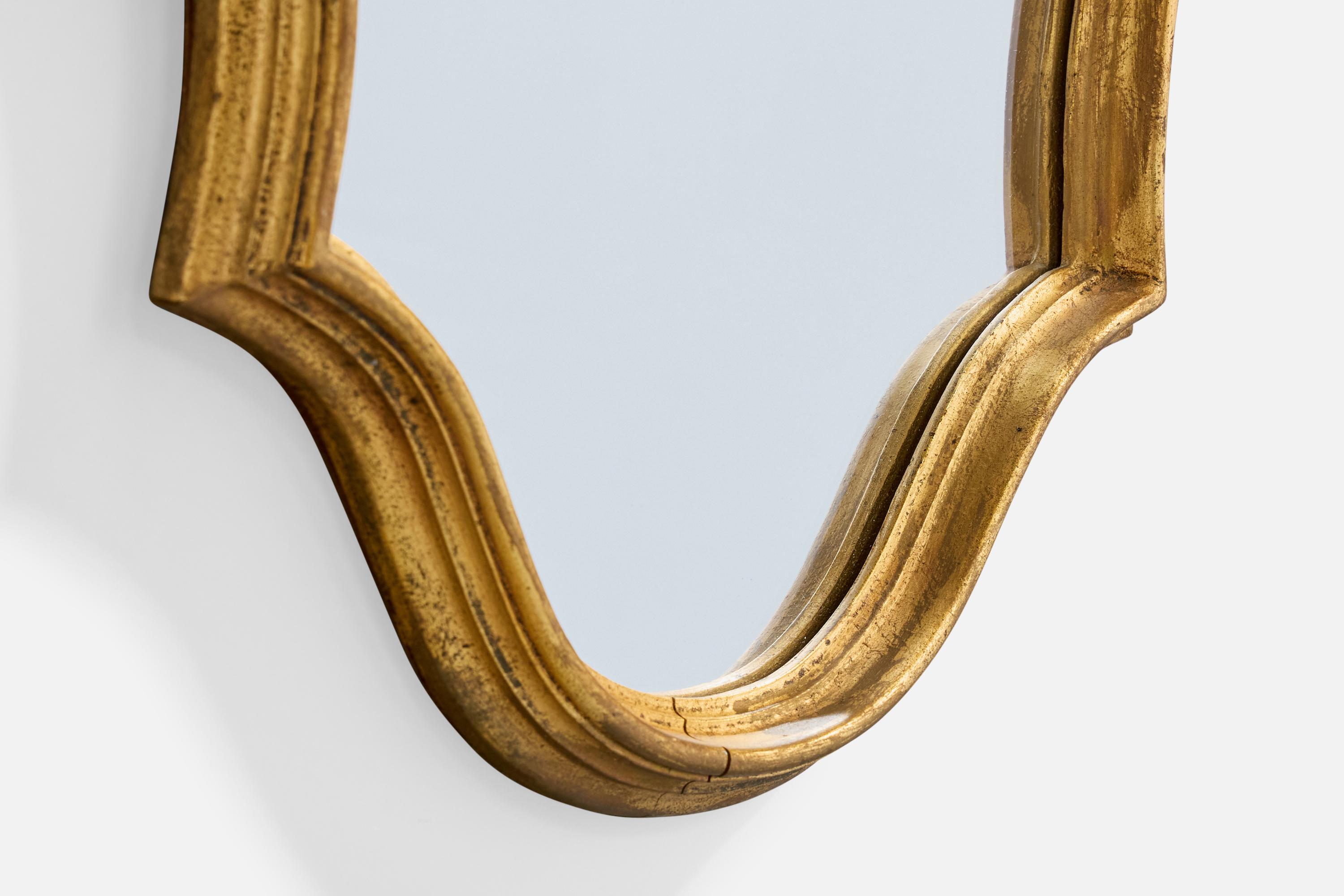 Belgian Designer, Wall Mirror, Wood, Belgium, 1970s For Sale 1