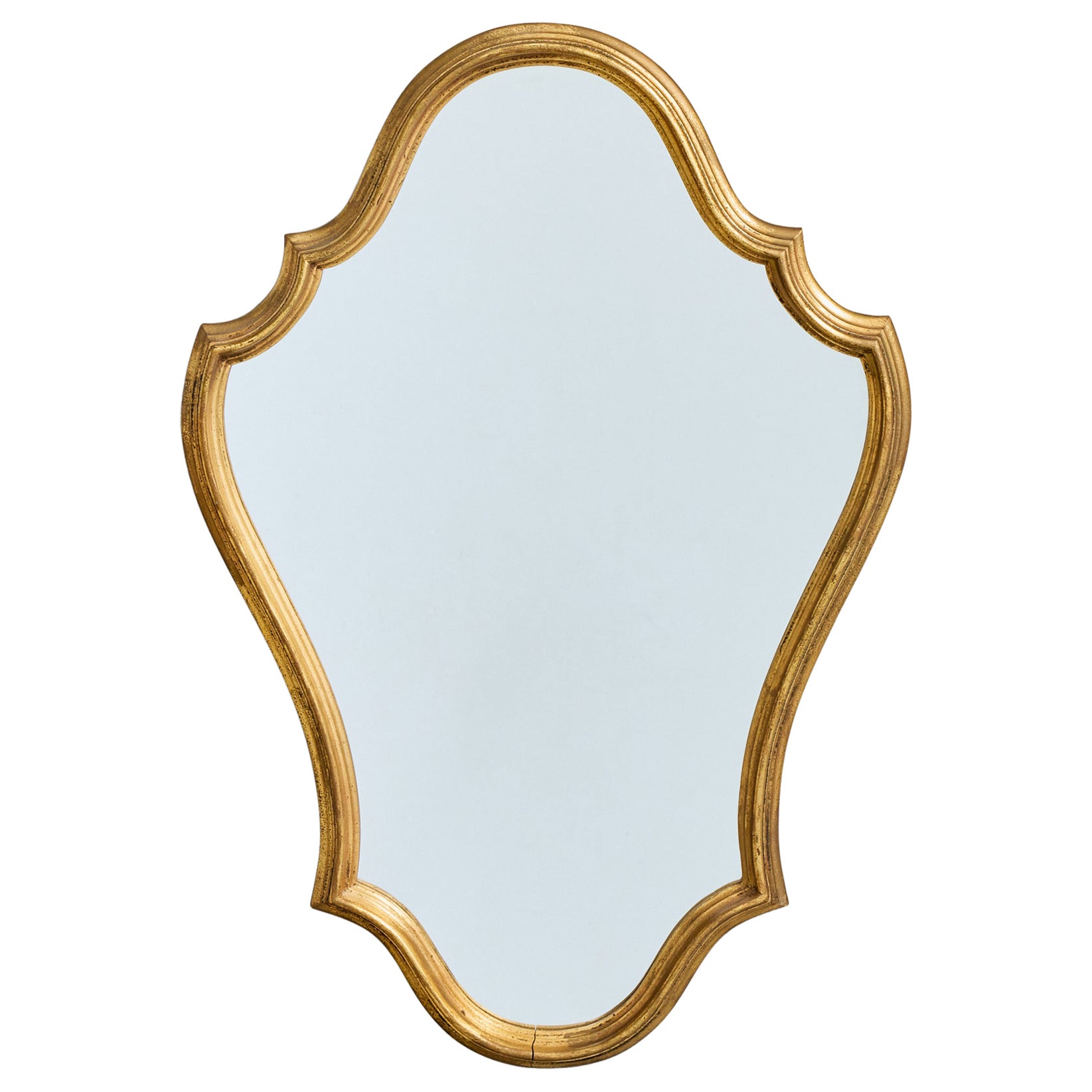 Diseñador belga, Espejo de pared, Madera, Bélgica, Años 70