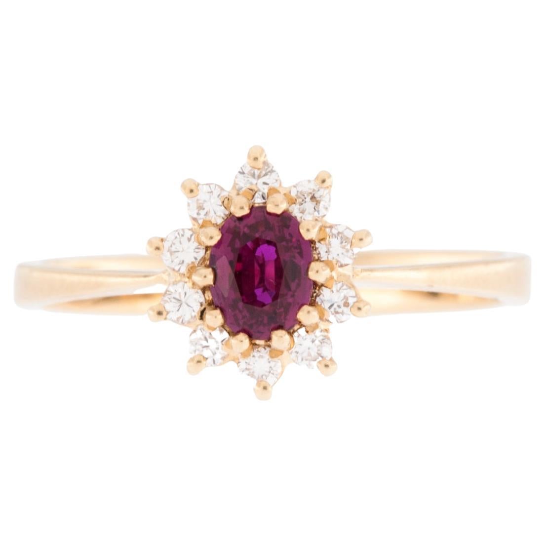 Belgian Diamond and Ruby 18 karat Yellow Gold Ring For Sale
