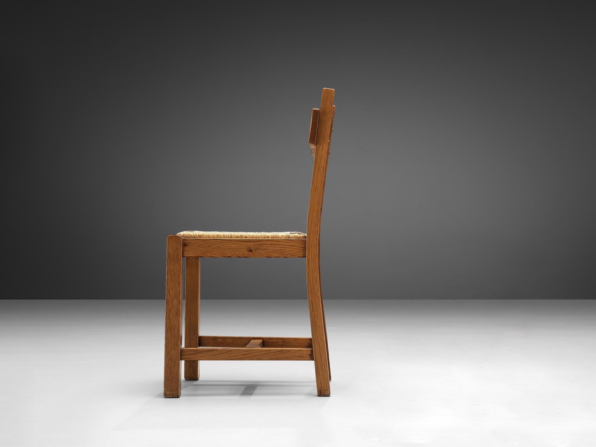 Belgian Dining Chair in Oak and Straw For Sale 1