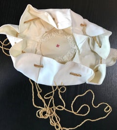 Belgian Embroidered Linen Burse or Pyx Bag Used to Carry The Communion Host