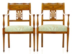 Belgian Empire Carved Fruitwood Set of Four Chairs by Jean-Joseph Chapuis