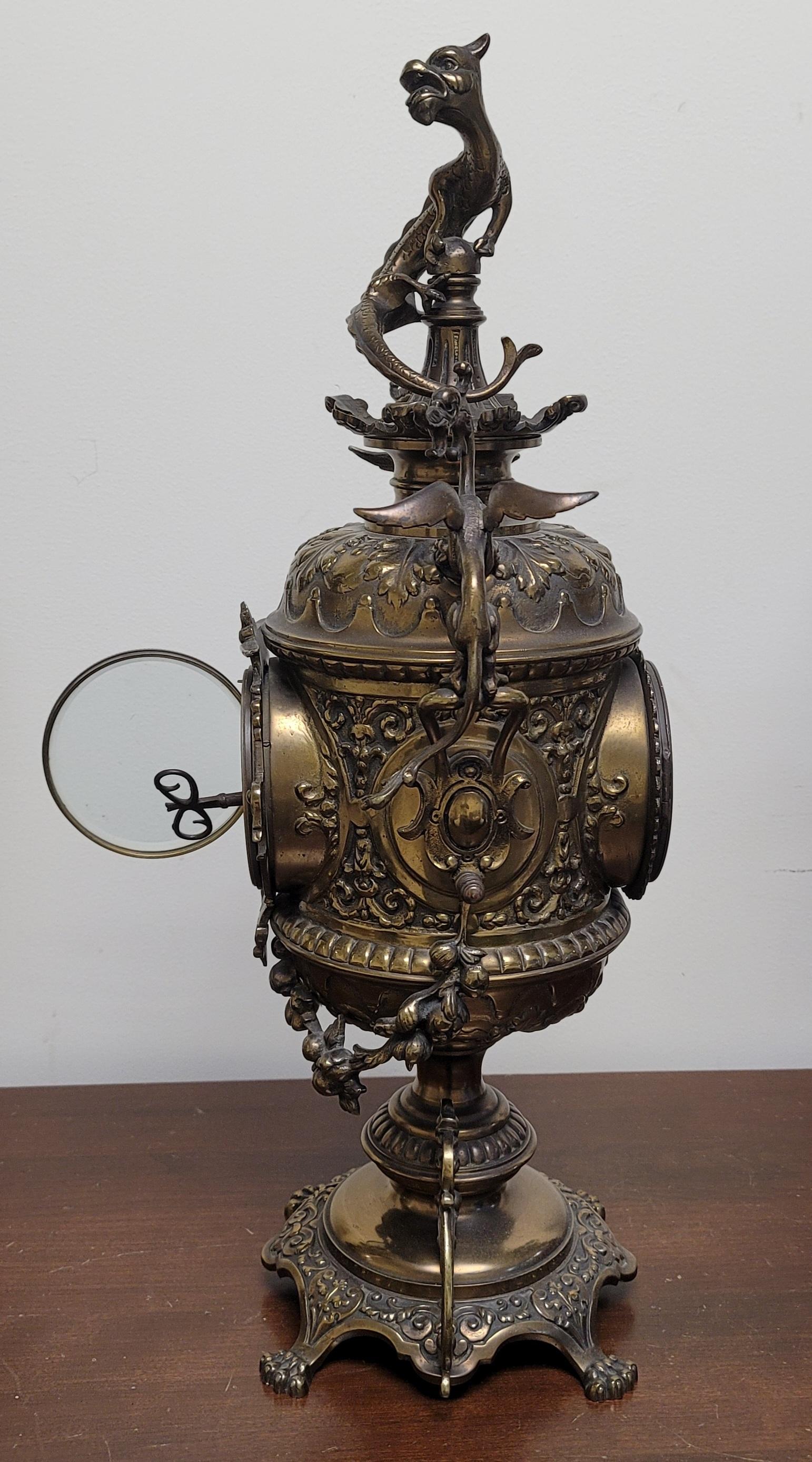Belgian Empire Gilt Metal Three-Piece Garniture Clock Candelabras Set For Sale 10