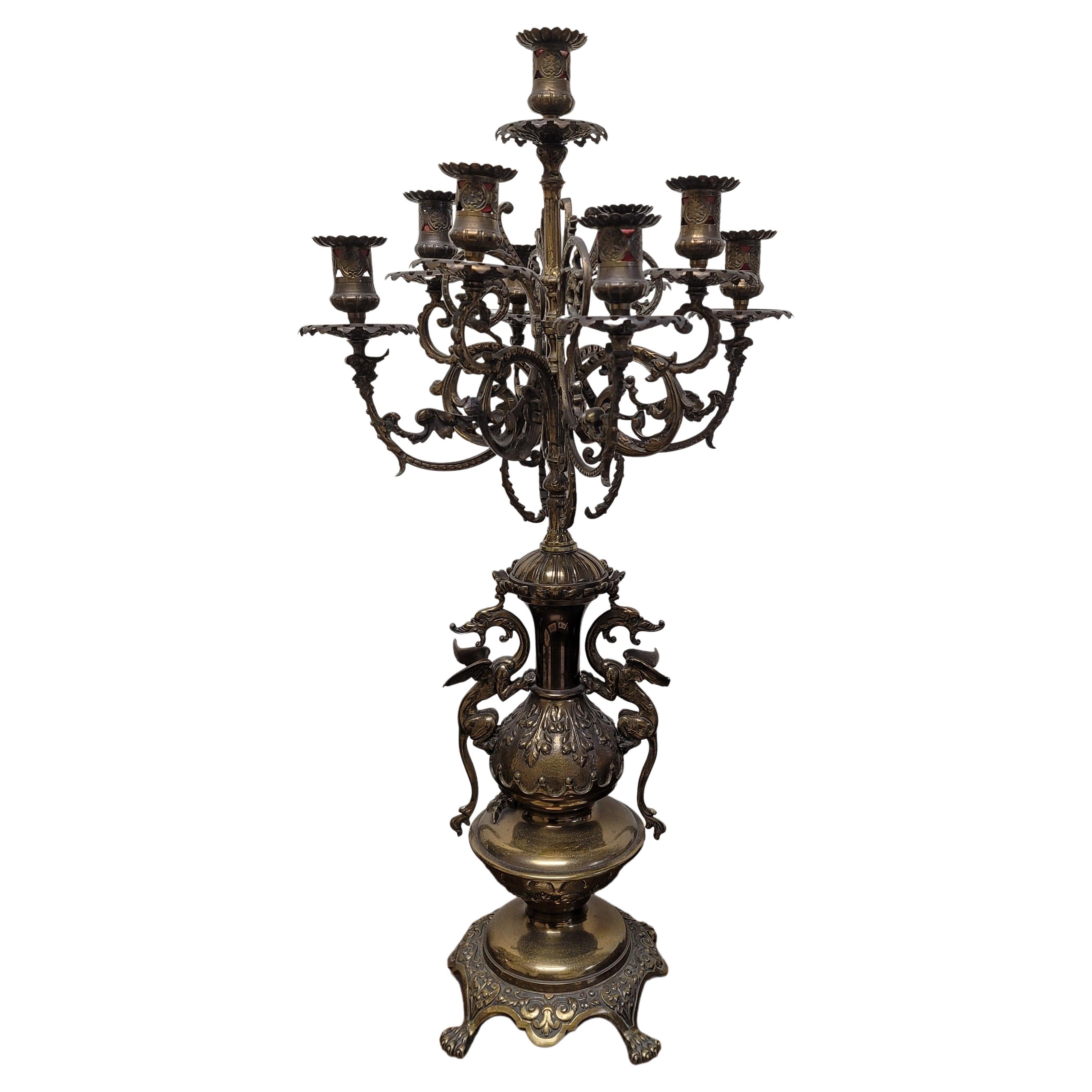 Doré Ensemble de chandeliers Empire belge en métal doré, trois pièces de garniture en vente