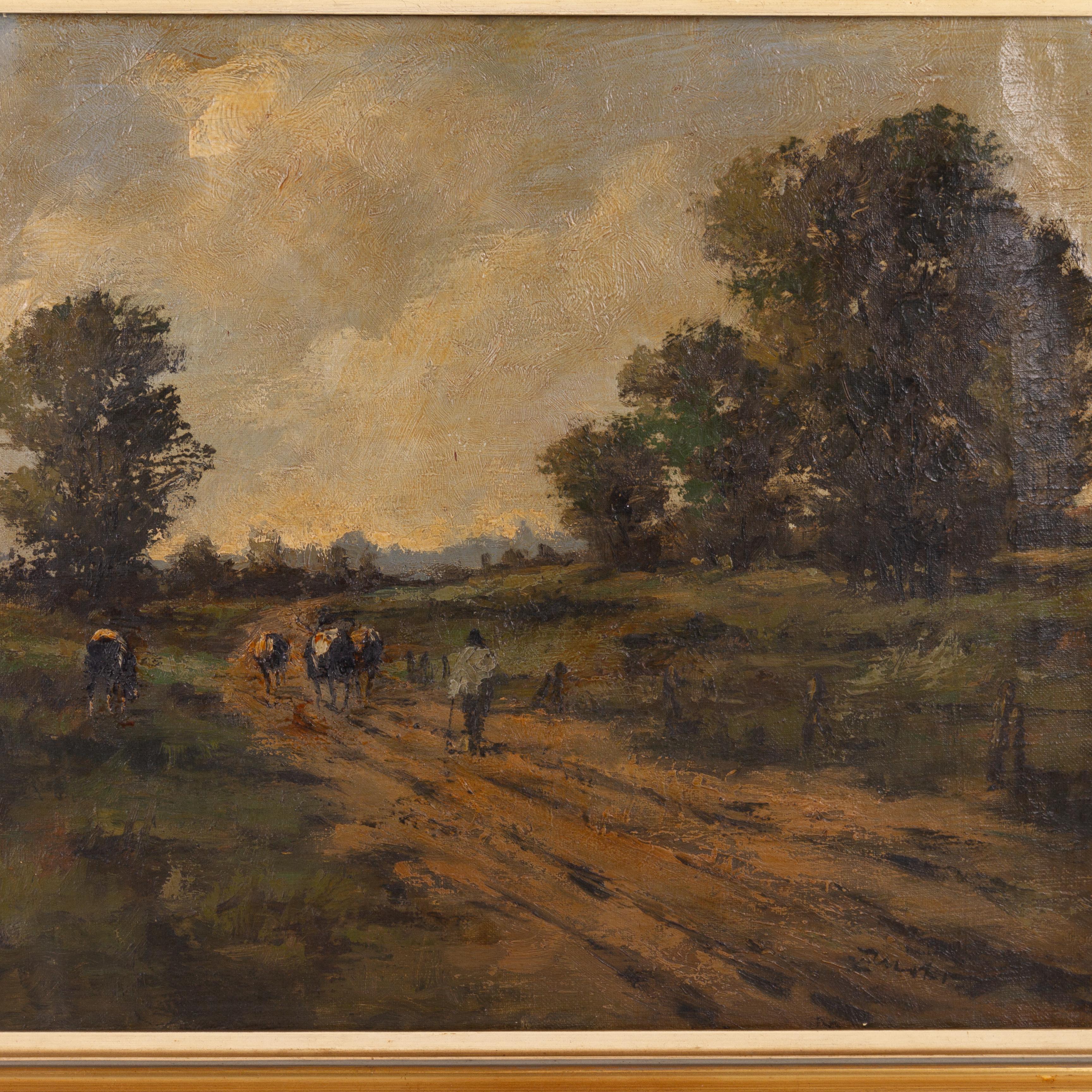 In good condition
From a private collection
Free international shipping
Belgian Farming Landscape Oil Painting 19th Century 
