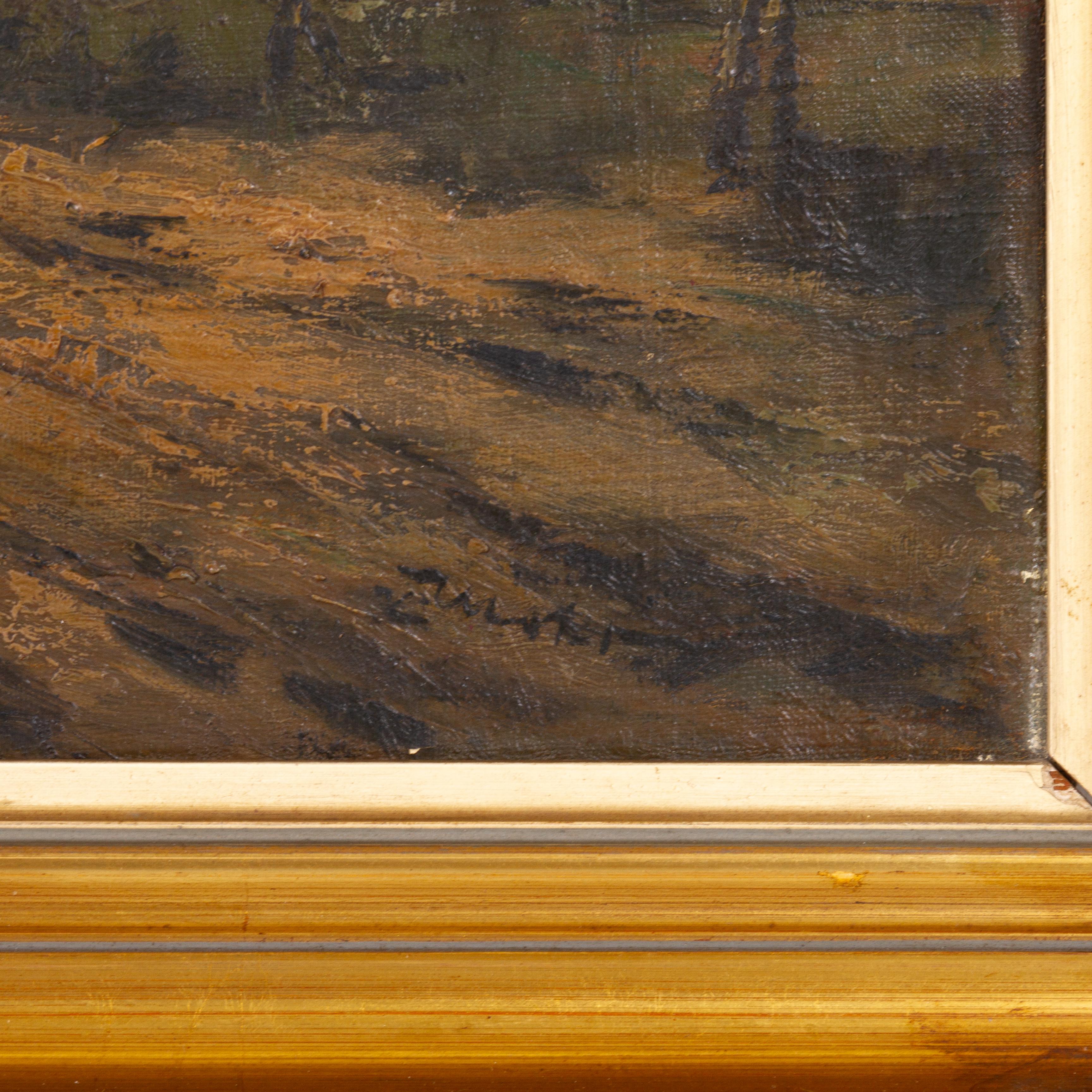 Belgian Farming Landscape Oil Painting 19th Century For Sale 1
