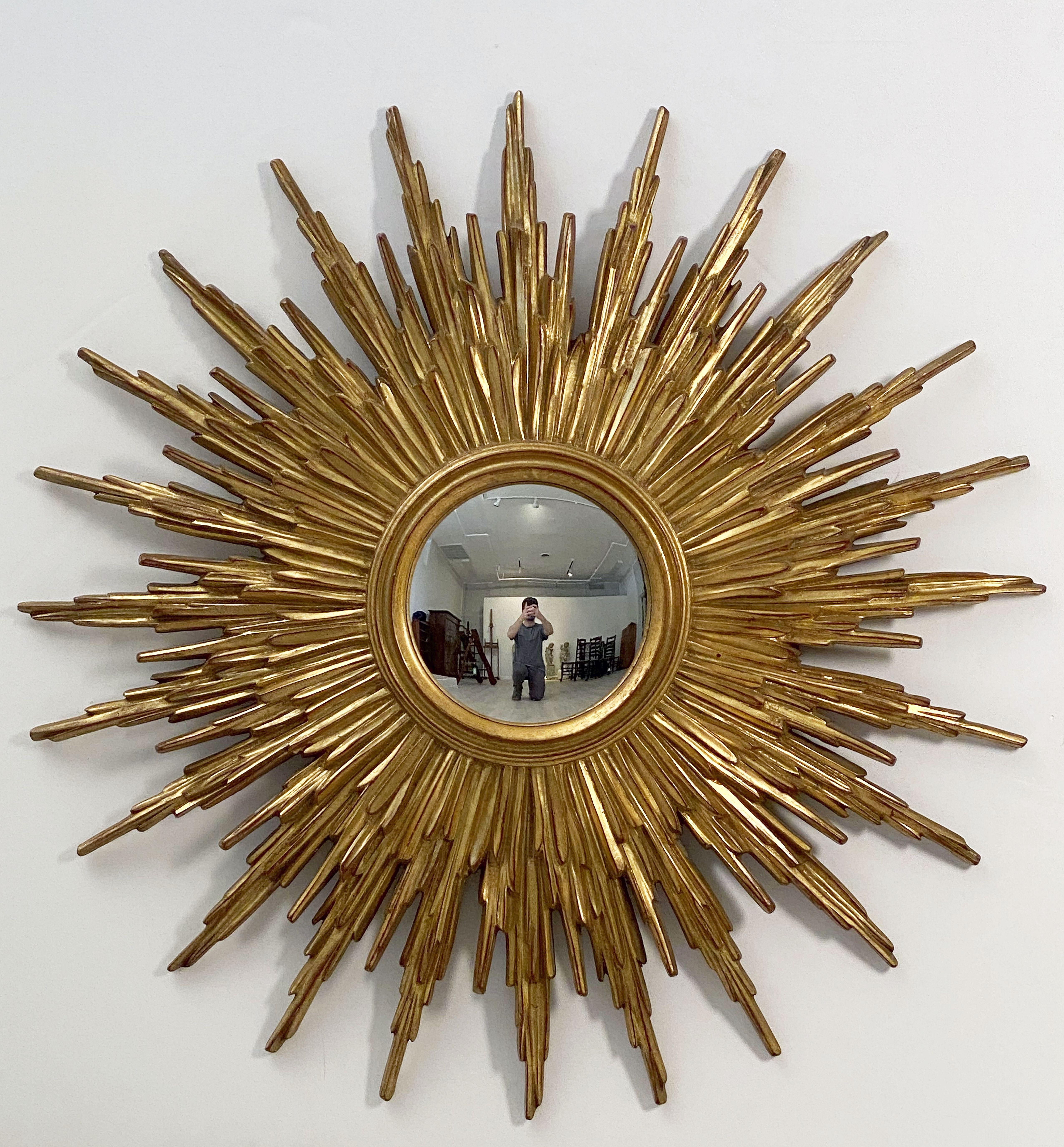 Belgian Gilt Sunburst or Starburst Convex Mirror (Diameter 31 1/2) 8