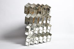 Belgian Glass Cube Brutalist Art Panel by Olivier de Shernee