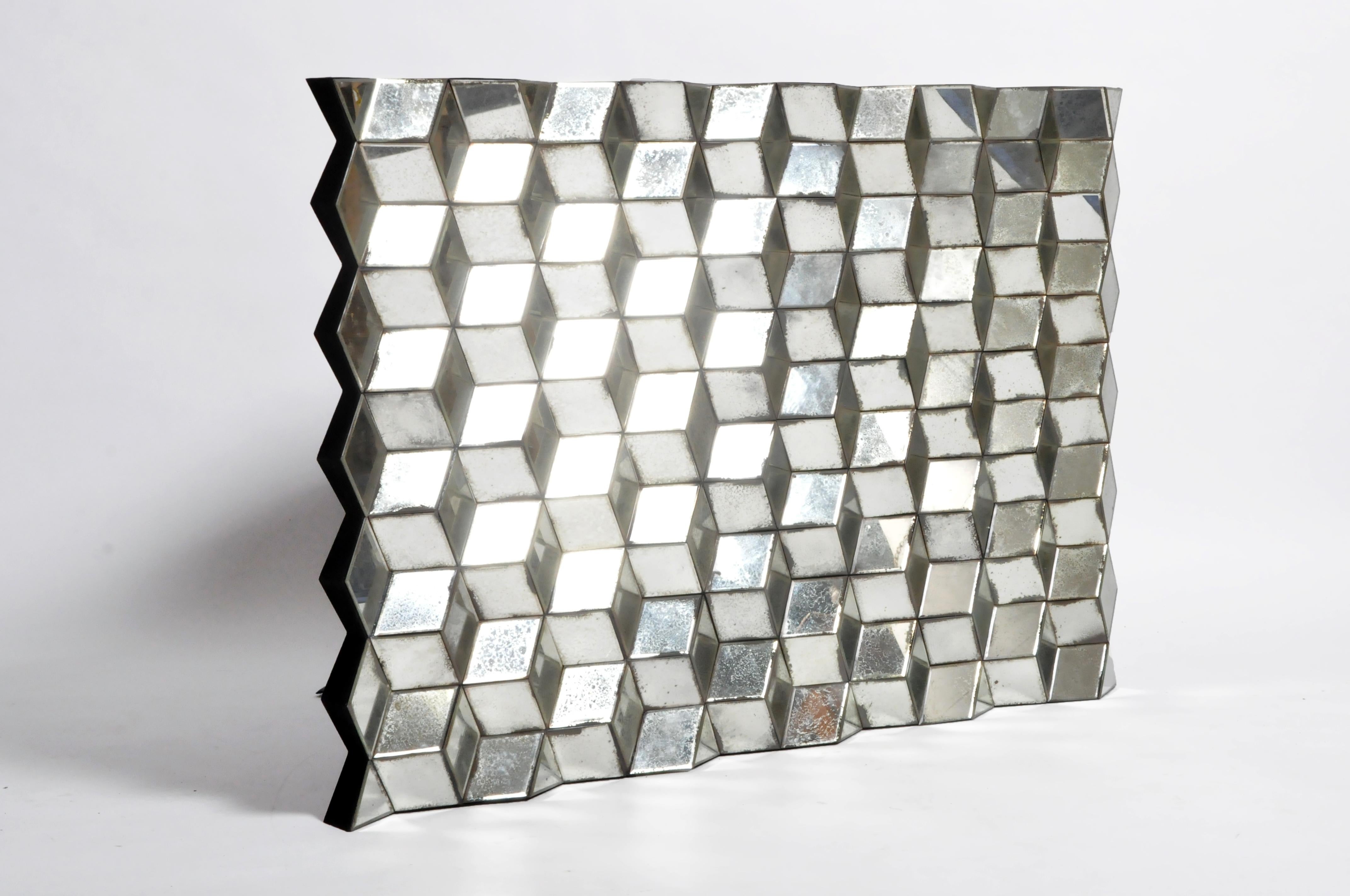Belgian Glass Cube Brutalist Art Panel by Olivier de Shernee In Good Condition In Chicago, IL
