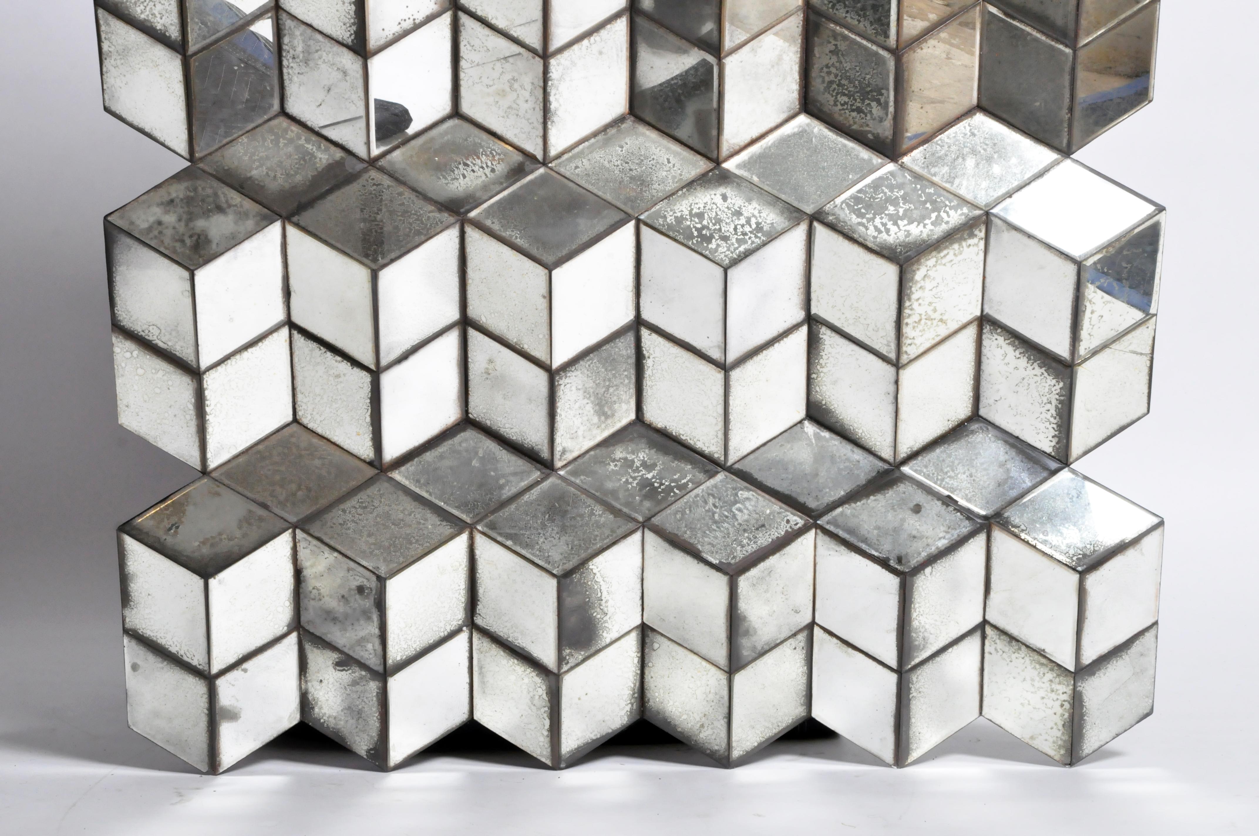Belgian Glass Cube Brutalist Art Panel by Olivier de Shernee 1