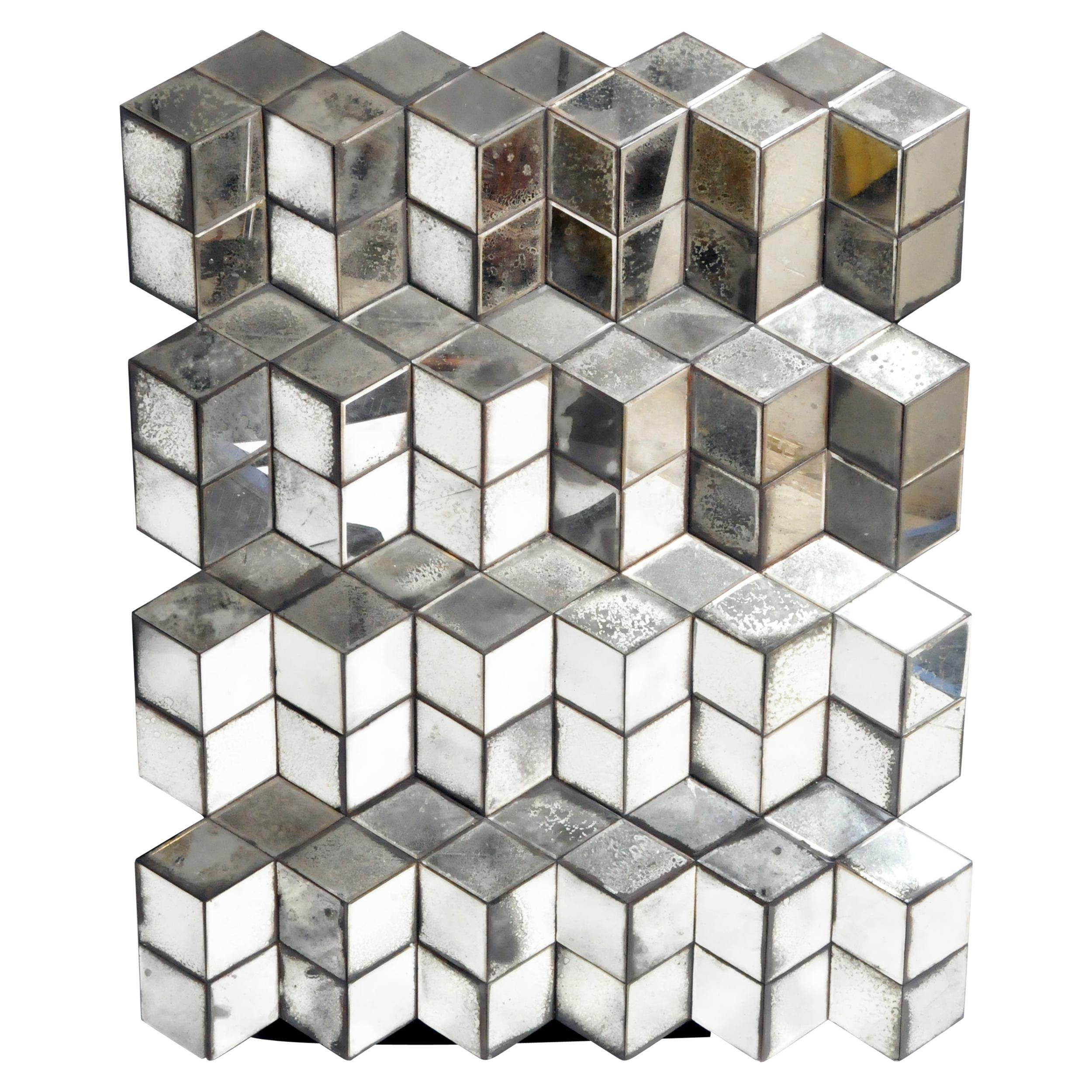 Belgian Glass Cube Brutalist Art Panel by Olivier de Shernee