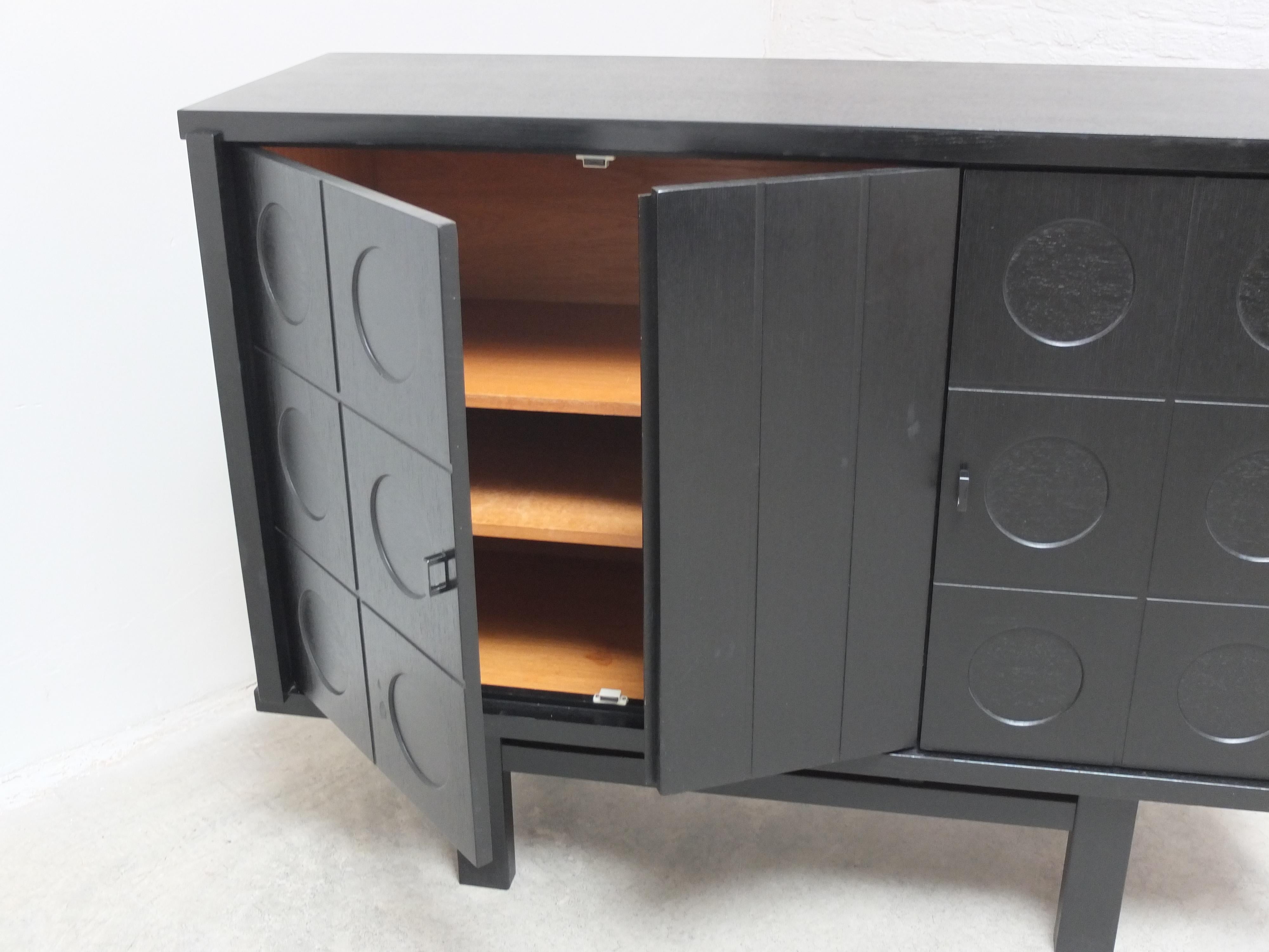 Belgian Graphical Cabinet in Black Stained Oak, 1970s For Sale 6