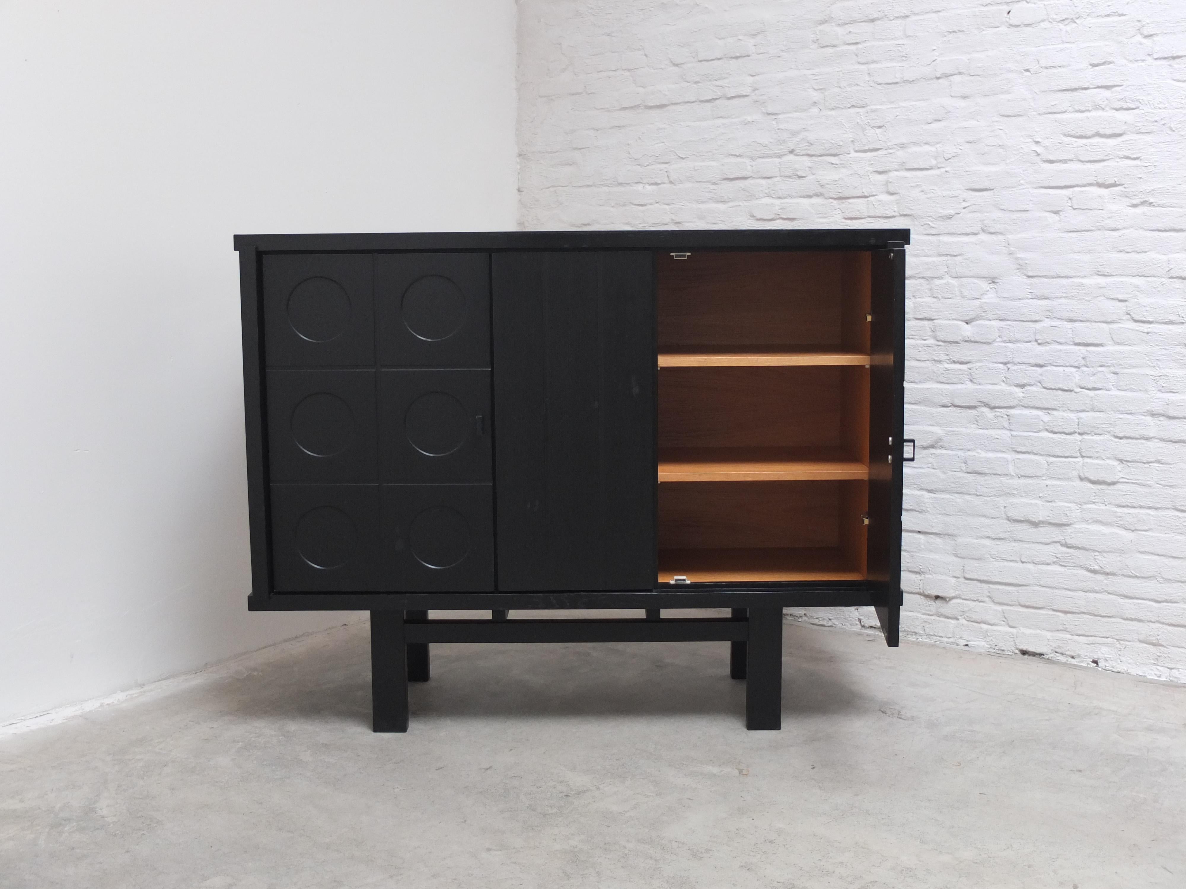 Belgian Graphical Cabinet in Black Stained Oak, 1970s For Sale 7