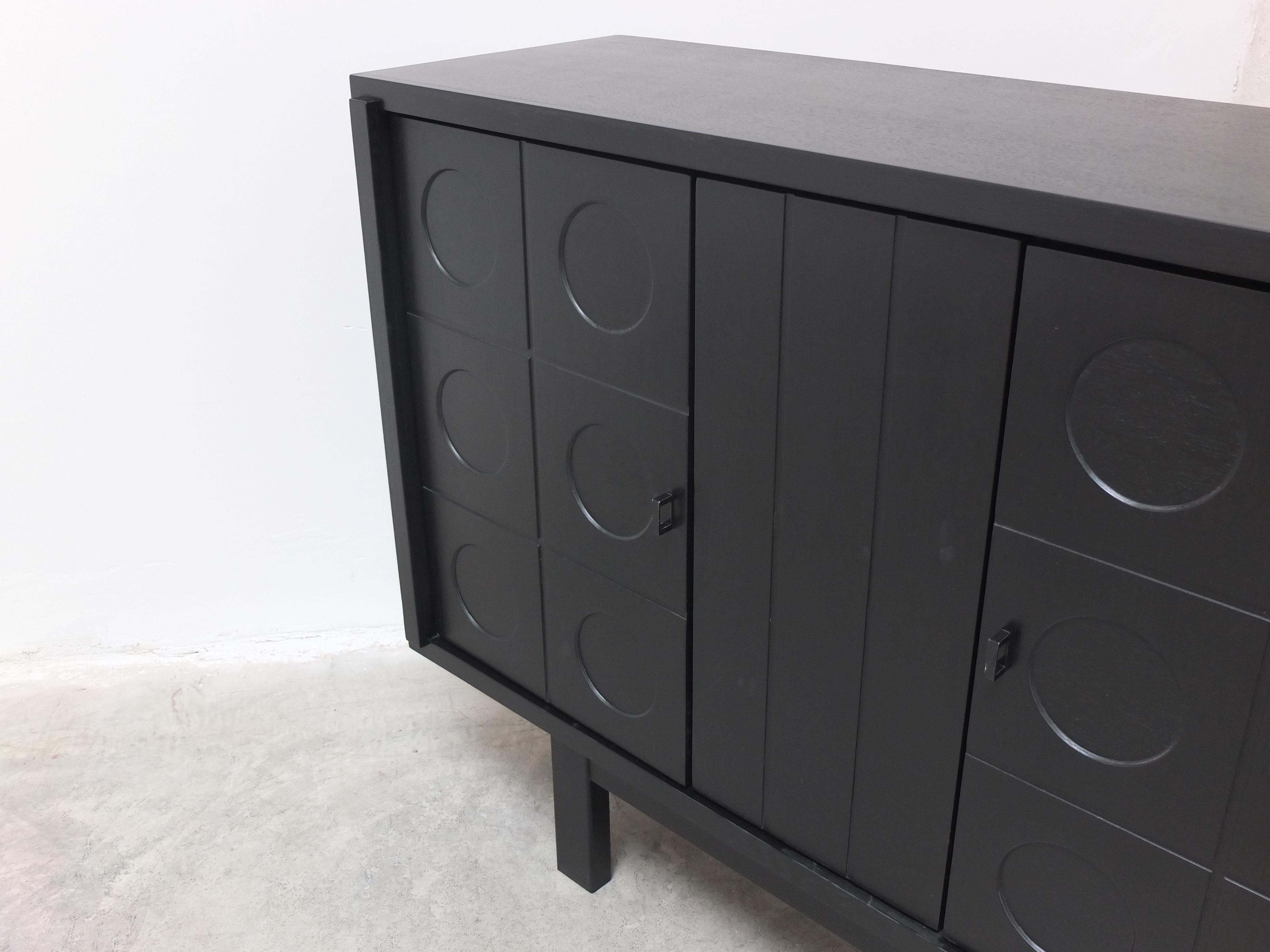 20th Century Belgian Graphical Cabinet in Black Stained Oak, 1970s For Sale