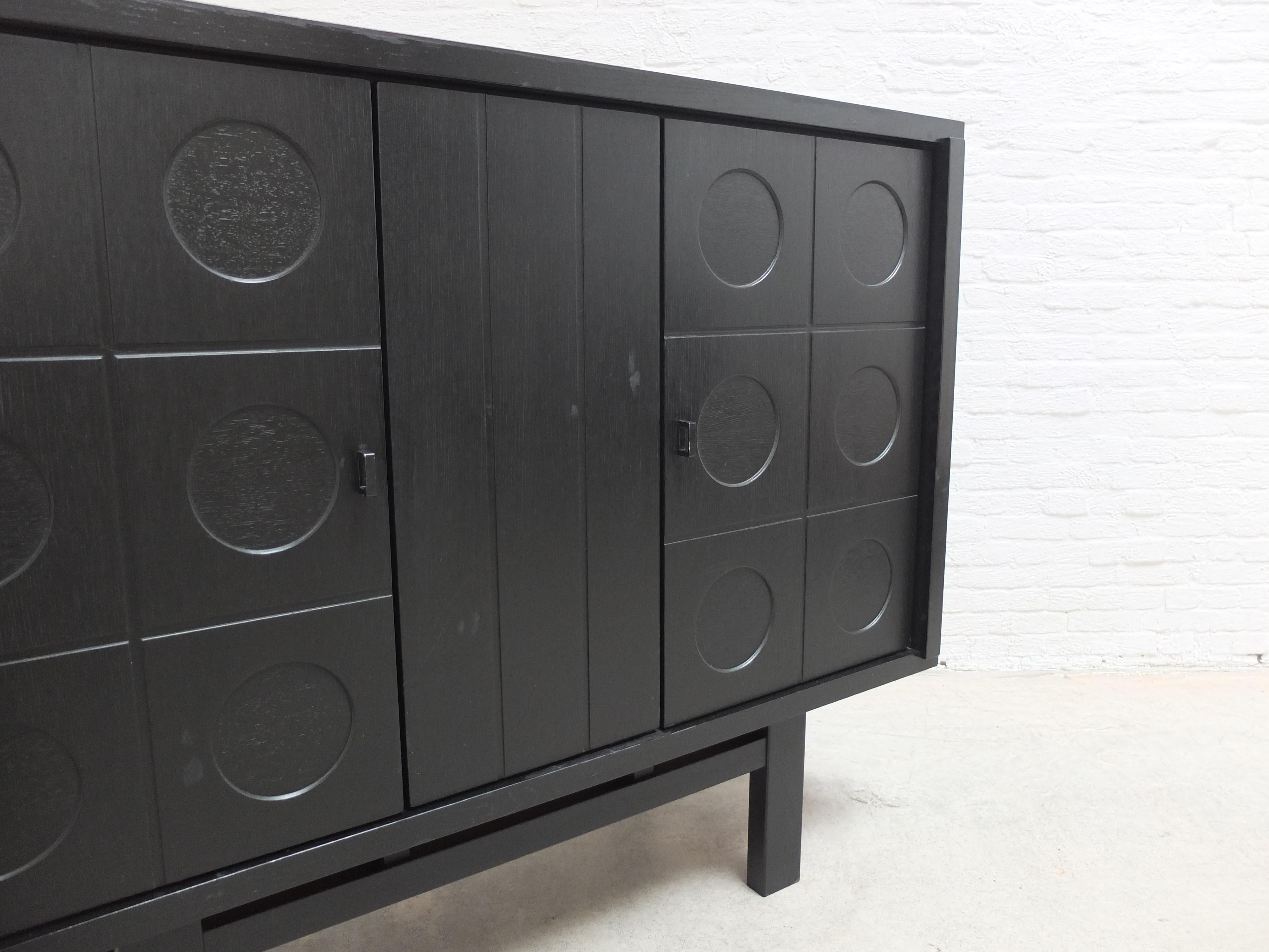 Belgian Graphical Cabinet in Black Stained Oak, 1970s For Sale 2