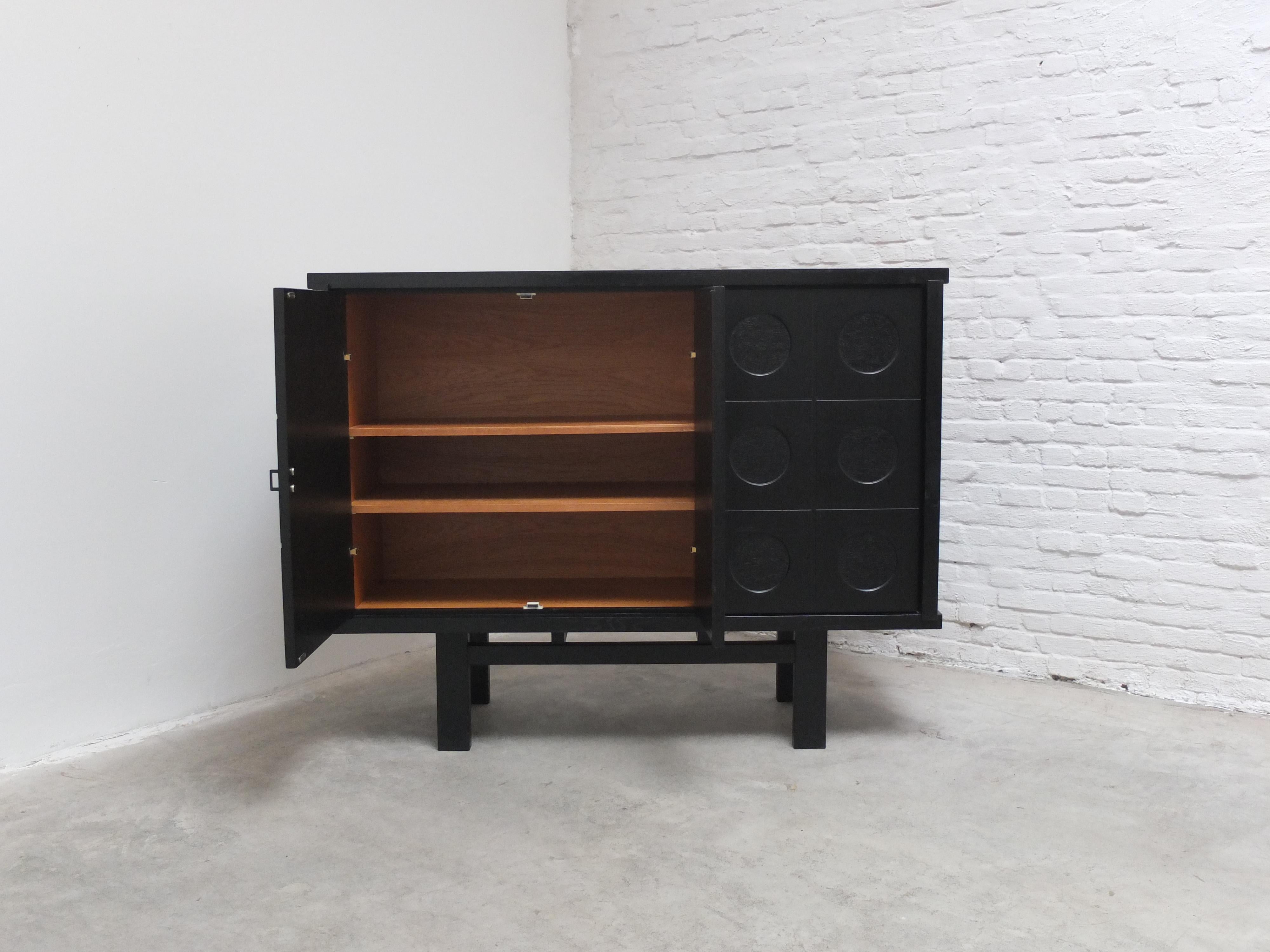 Belgian Graphical Cabinet in Black Stained Oak, 1970s For Sale 4