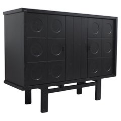 Used Belgian Graphical Cabinet in Black Stained Oak, 1970s
