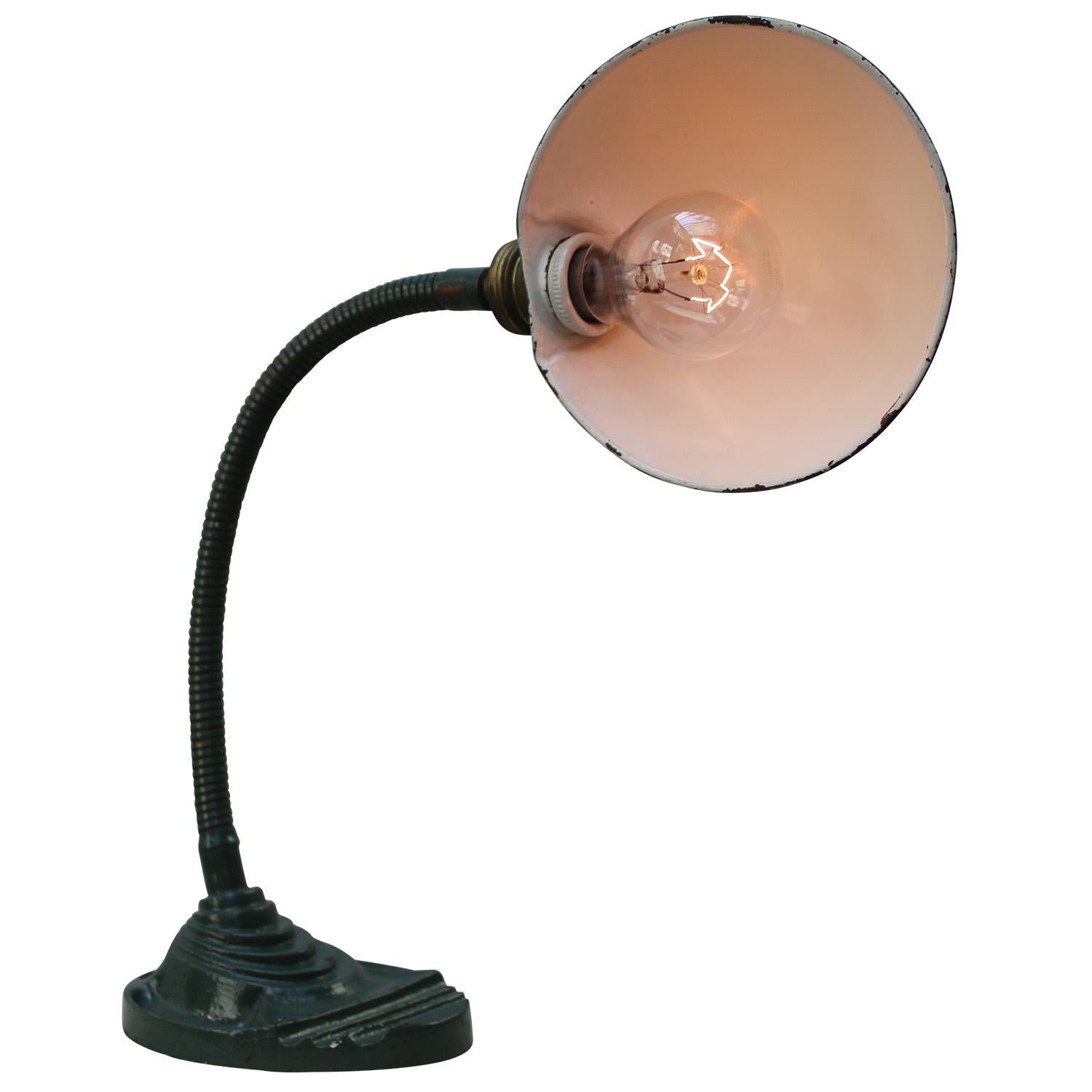Belgian Green Cast Iron Vintage Industrial Table Desk Light In Good Condition In Amsterdam, NL