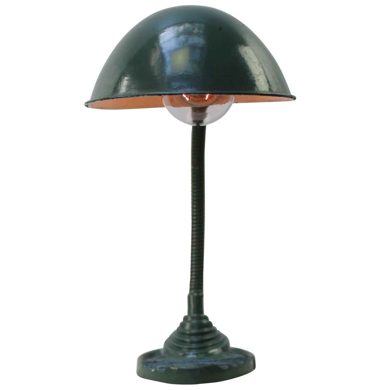 20th Century Belgian Green Cast Iron Vintage Industrial Table Desk Light