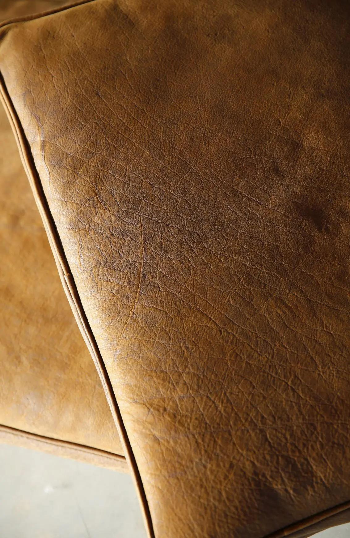 Sillón Cargo belga hecho a mano en lona encerada marrón oscuro en venta 9