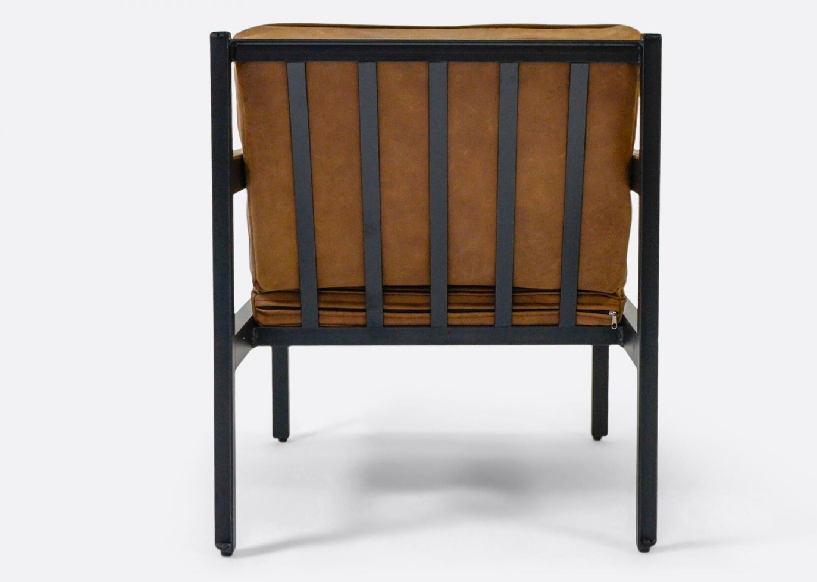 Belgian Handmade Industrialist Armchair in Distressed Cognac Leather In New Condition For Sale In Bonita Springs, FL