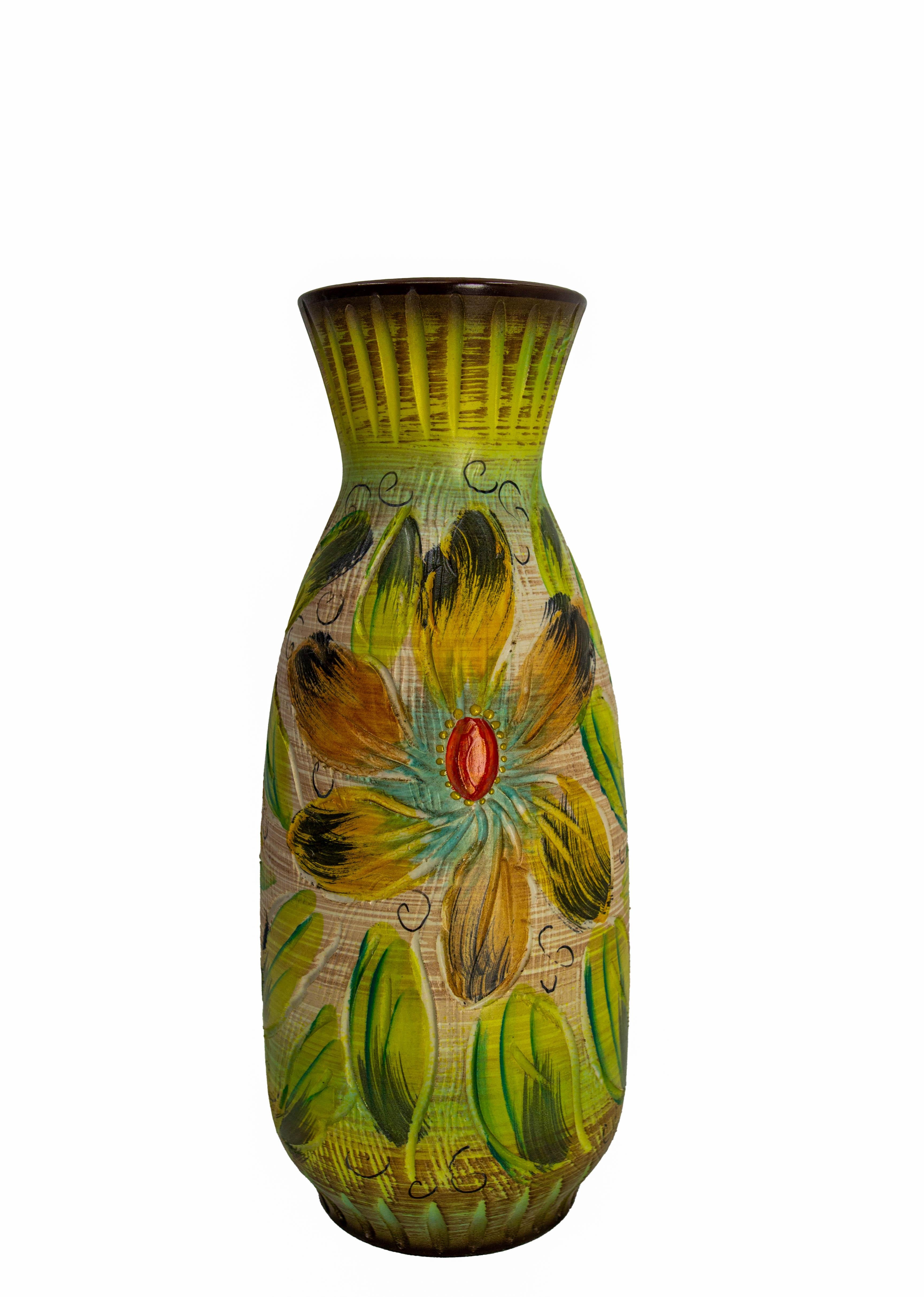 Français Vase belge Hubert Bequet en faïence 20e siècle