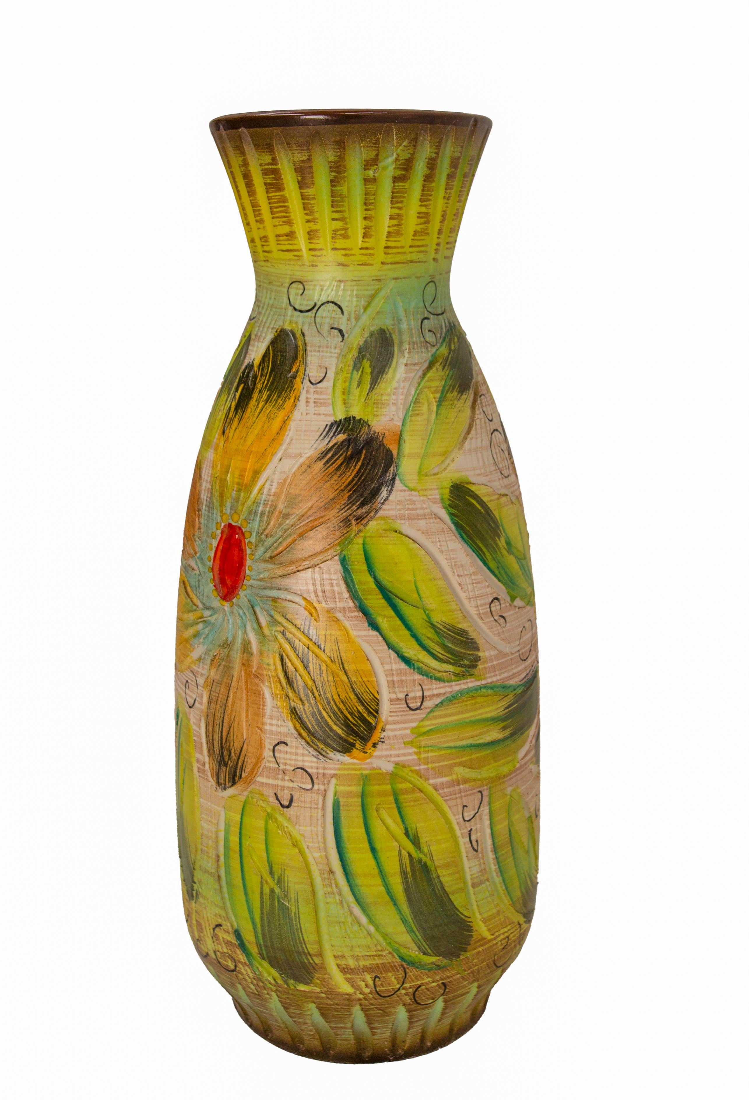 Vase belge Hubert Bequet en faïence 20e siècle Excellent état à Labrit, Landes