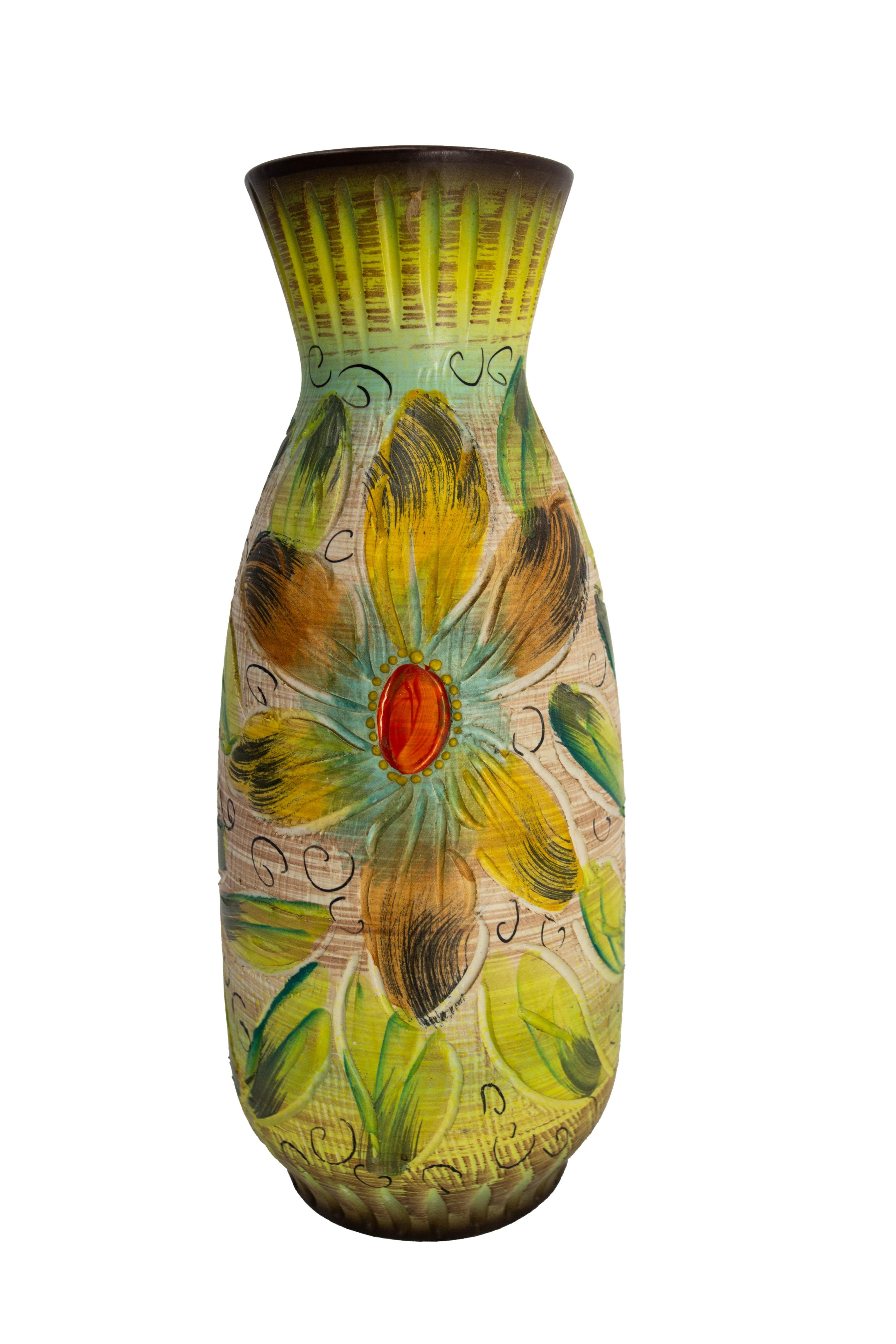 20ième siècle Vase belge Hubert Bequet en faïence 20e siècle