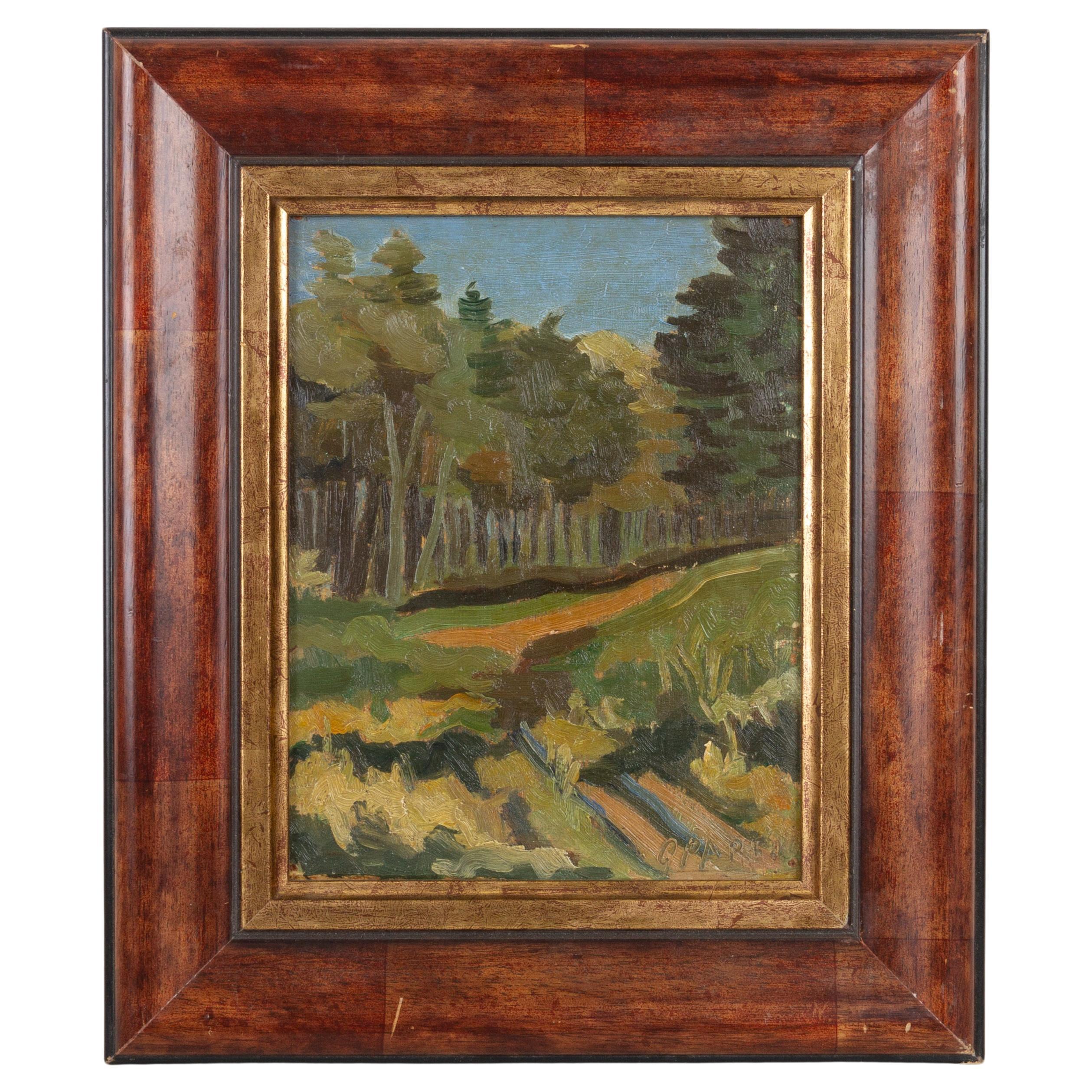Paysage de forêt impressionniste belge signé début du 20e siècle