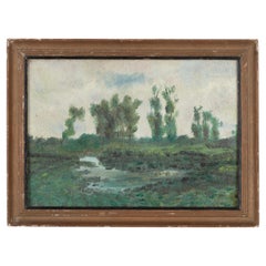 Antique Belgian Impressionist Landscape Oil Painting 