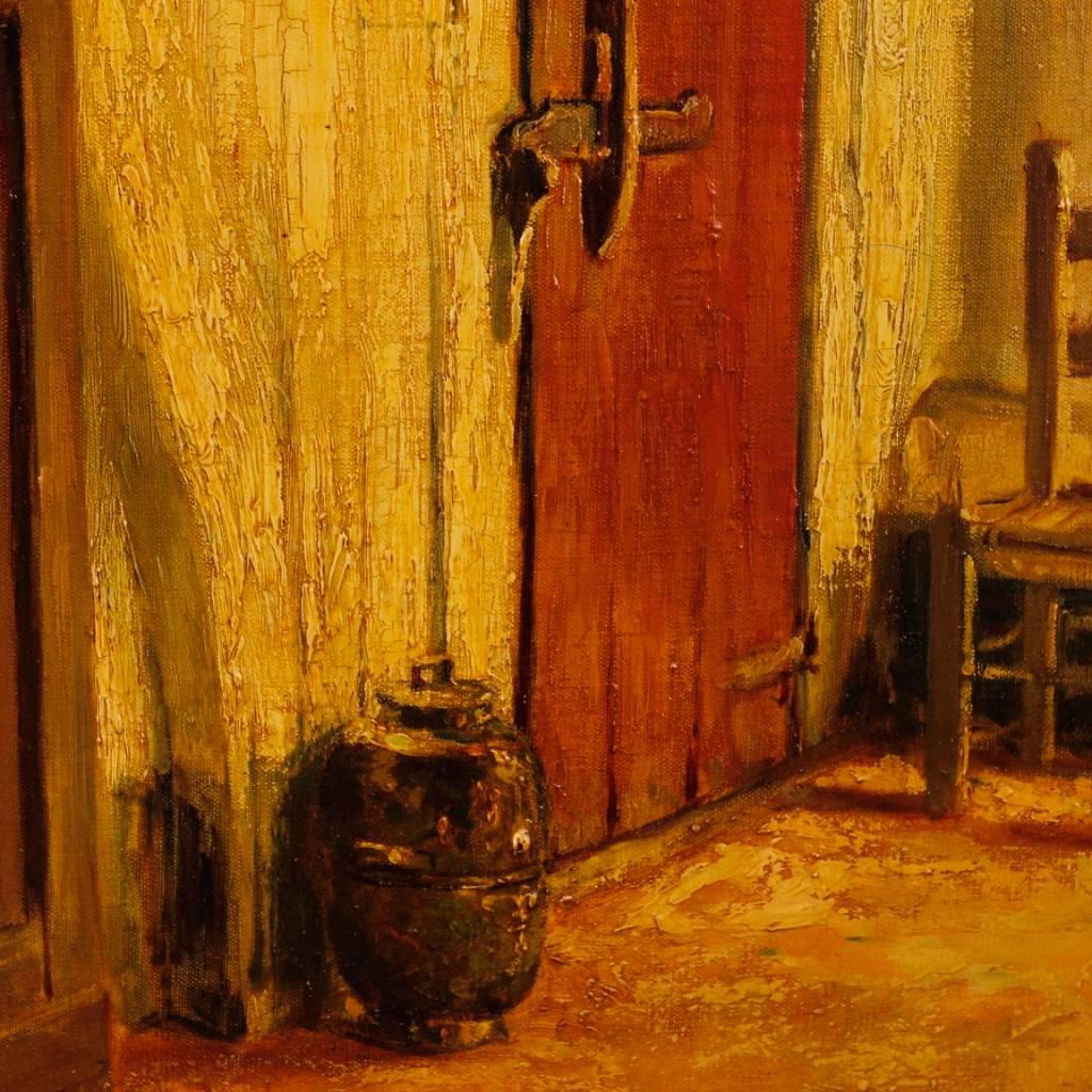 Belgian Interior Scene Painting Oil on Canvas Signed by Pieter Stobbaerts 3
