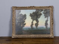 Belgian Landscape Oil Painting Signed P. Abattucci, Titled “Soir”