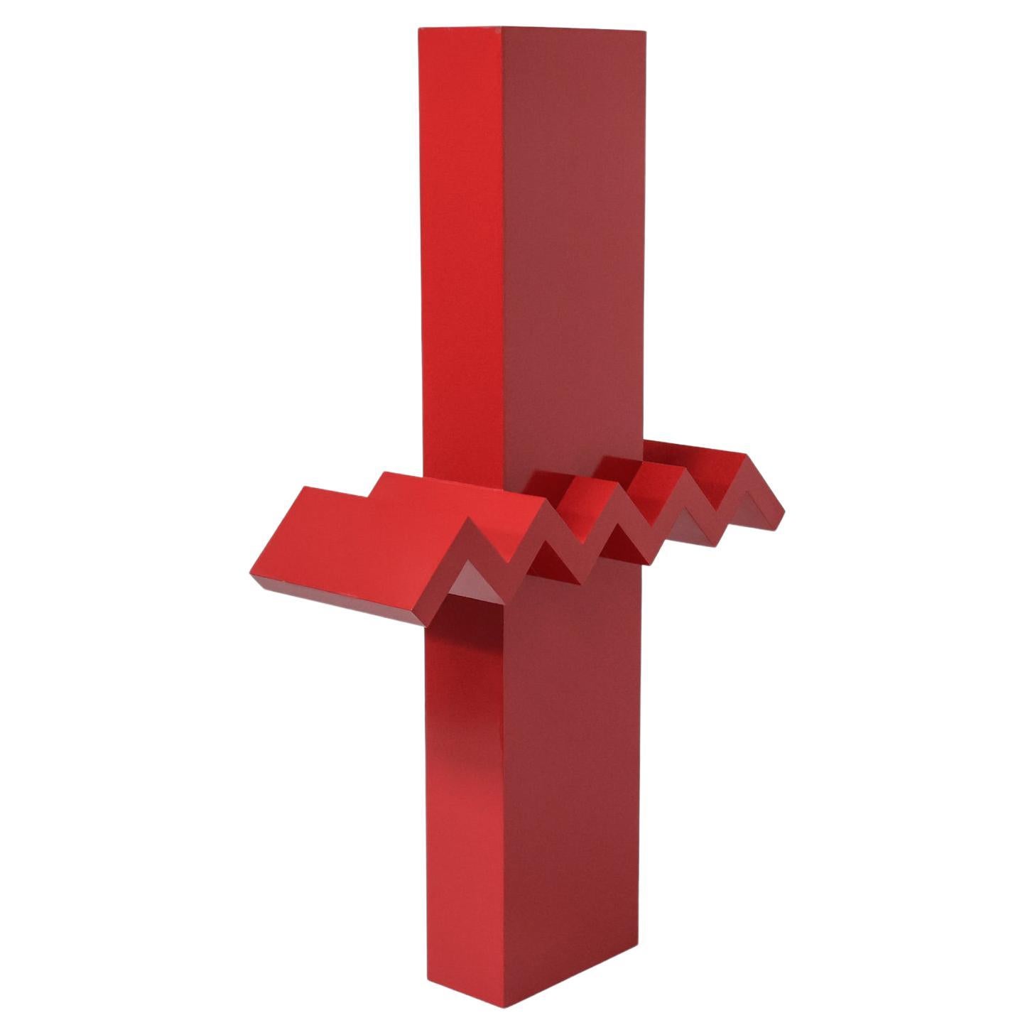 Escultura posmoderna abstracta roja, obras de arte belgas Hic & Nunc, 1989 en venta