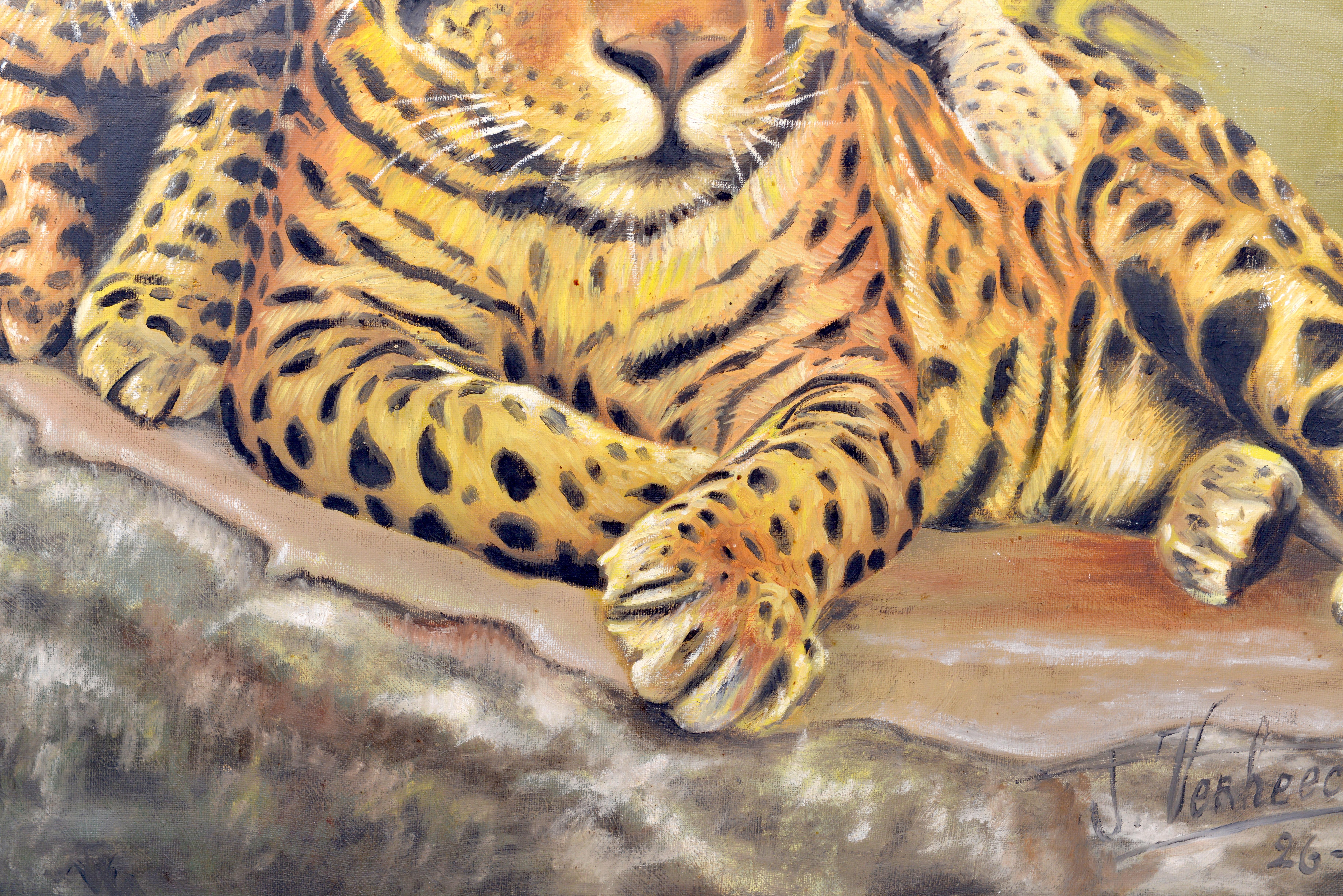 Belgian Leopards Painting, Belgium, 1968 In Excellent Condition For Sale In Sint-Kruis, BE